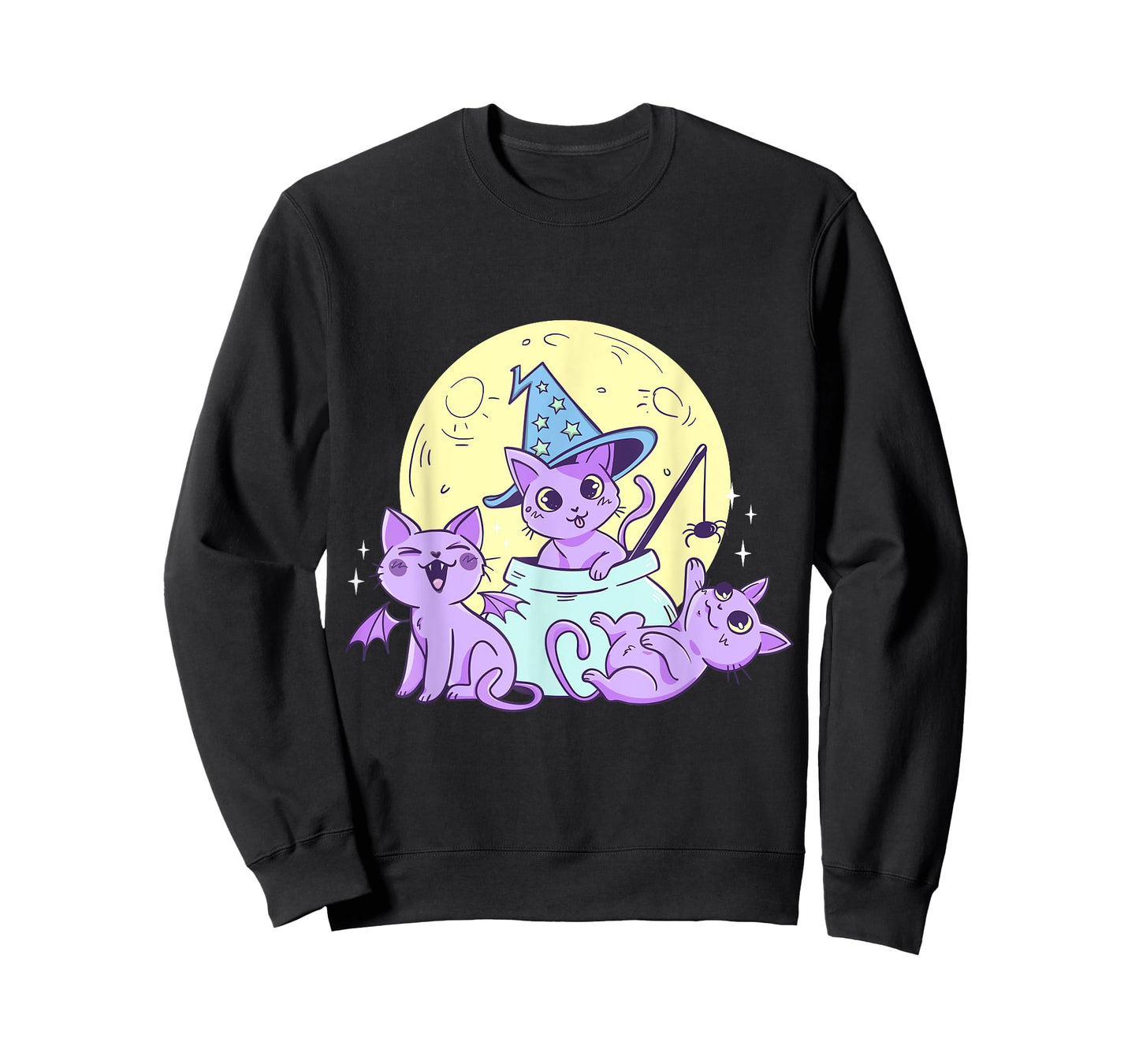 Creepy Pastel Goth Soft Goth emo Evil Cats with Moon T-Shirt