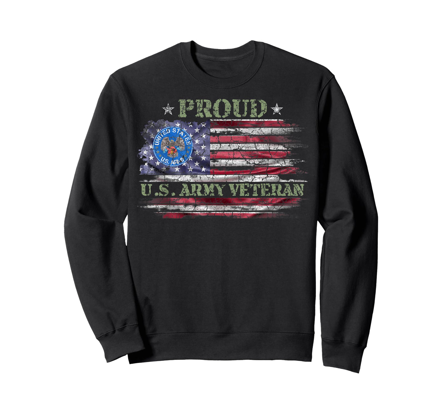 Vintage USA American Flag Proud US Army Veteran Military T-Shirt