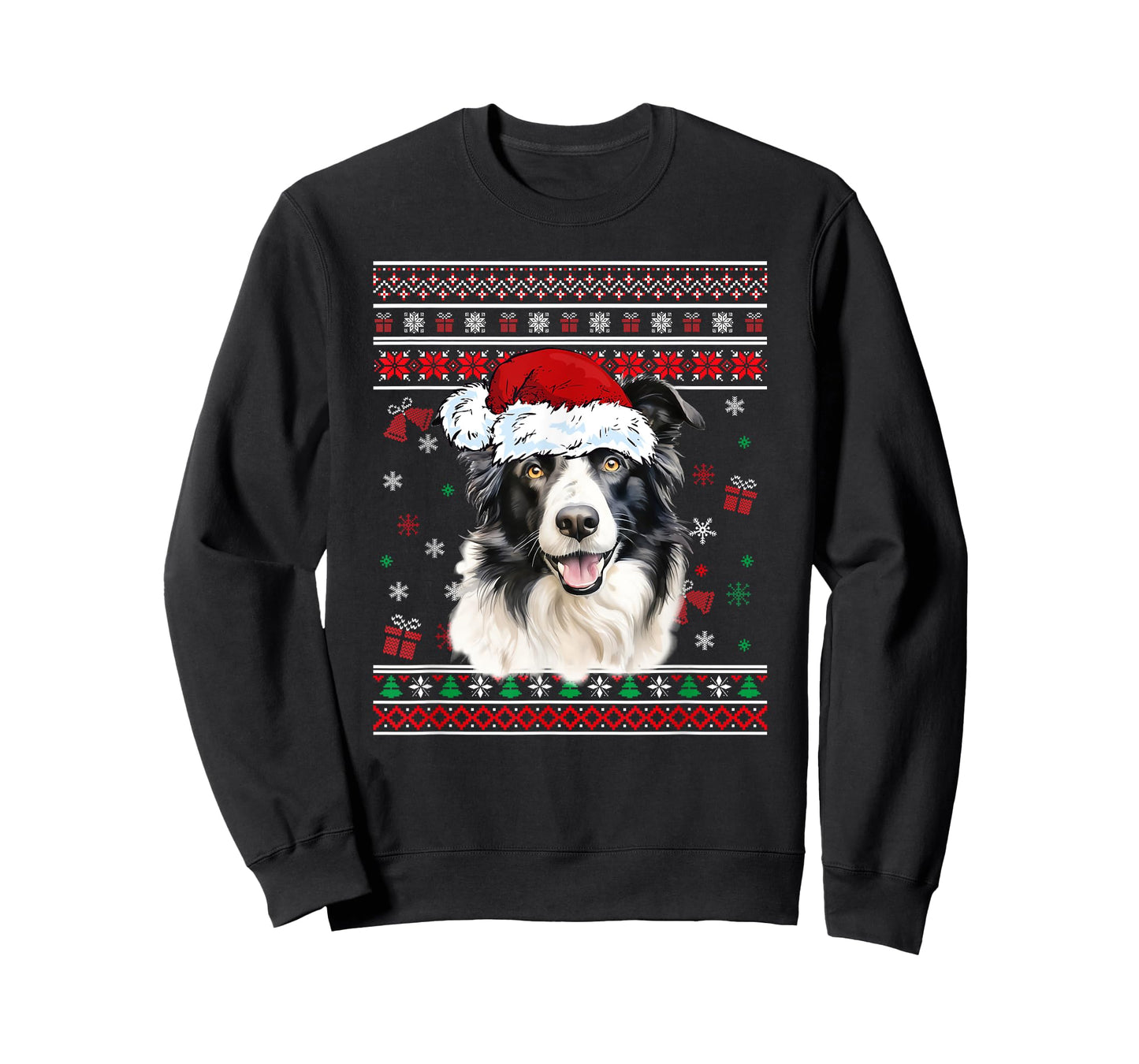 Border collie Dog Christmas Pajama Ugly Christmas Sweater Men Women Kids T-Shirt