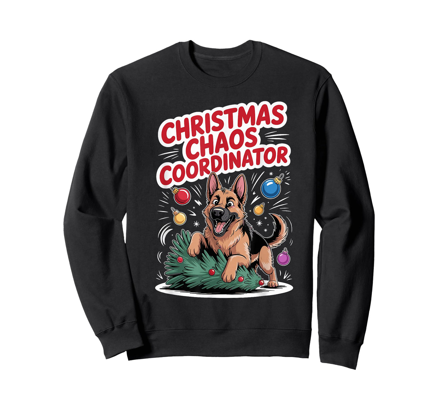 Christmas Chaos Coordinator Xmas Puppy Funny German Shepherd T-Shirt