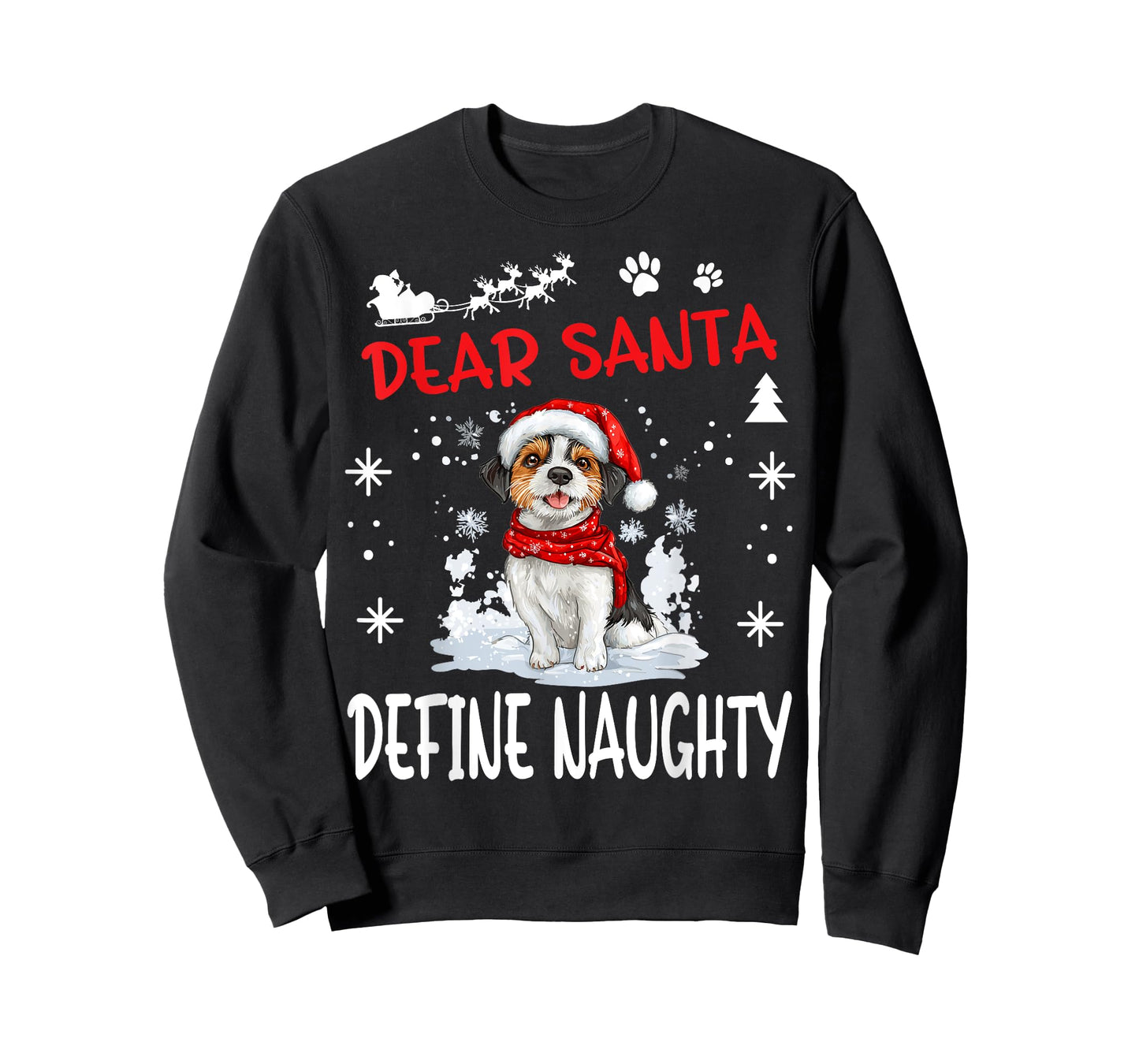Cute Russell Terrier Dog Christmas Dear Santa Define Naughty T-Shirt