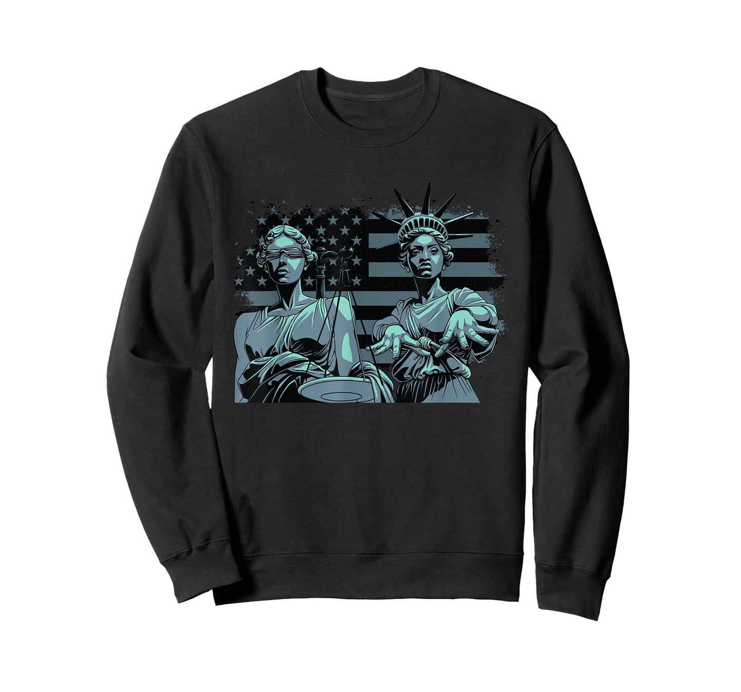 Lady Justice and Lady Liberty USA American Flag Freedom T-Shirt