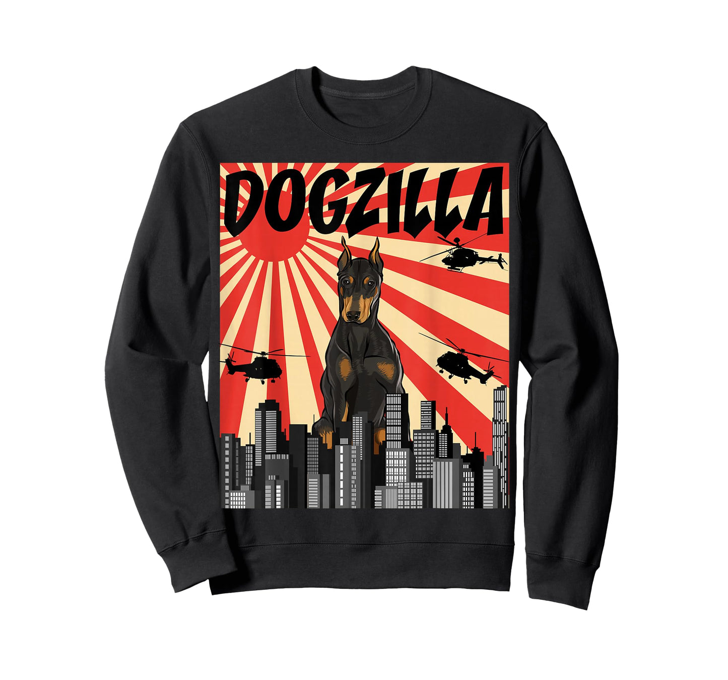 Funny Retro Japanese Dogzilla Doberman Pinscher T-Shirt