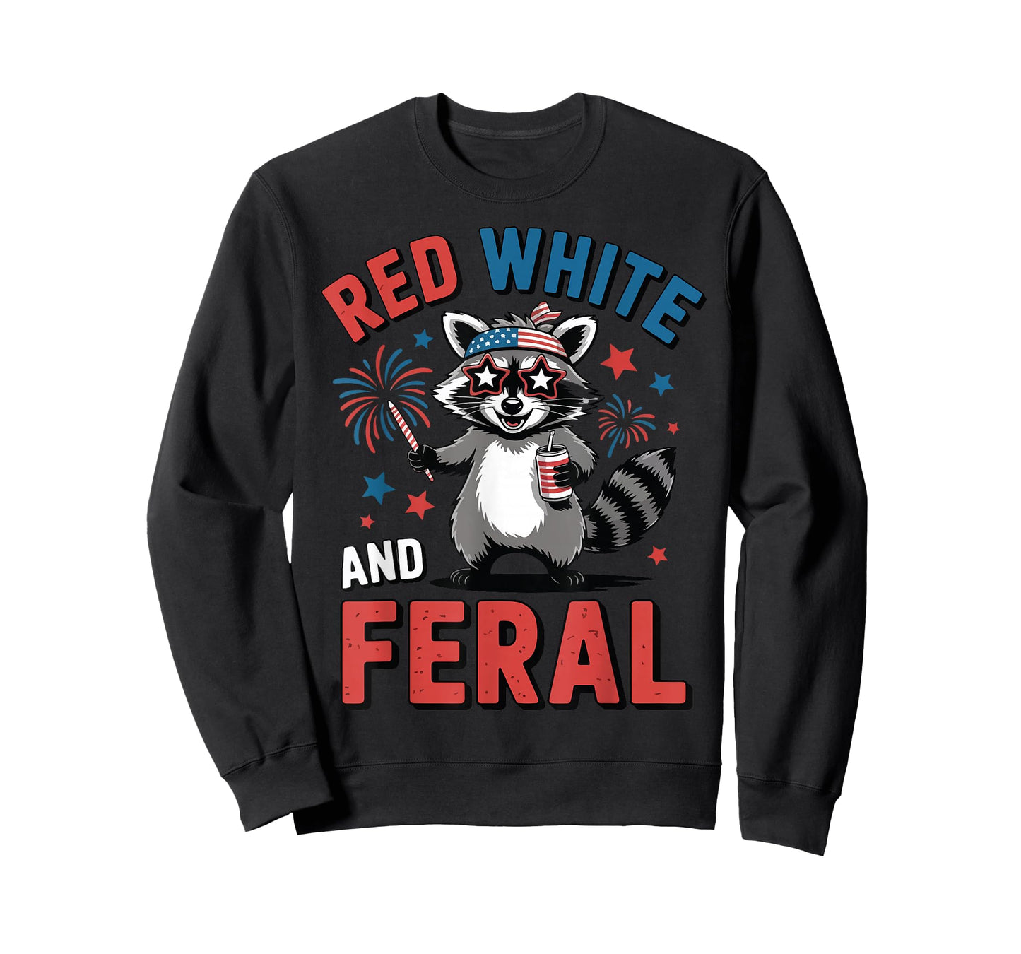 Red White Feral Raccoon Boy Toddler Funny Raccoon Patriotic T-Shirt