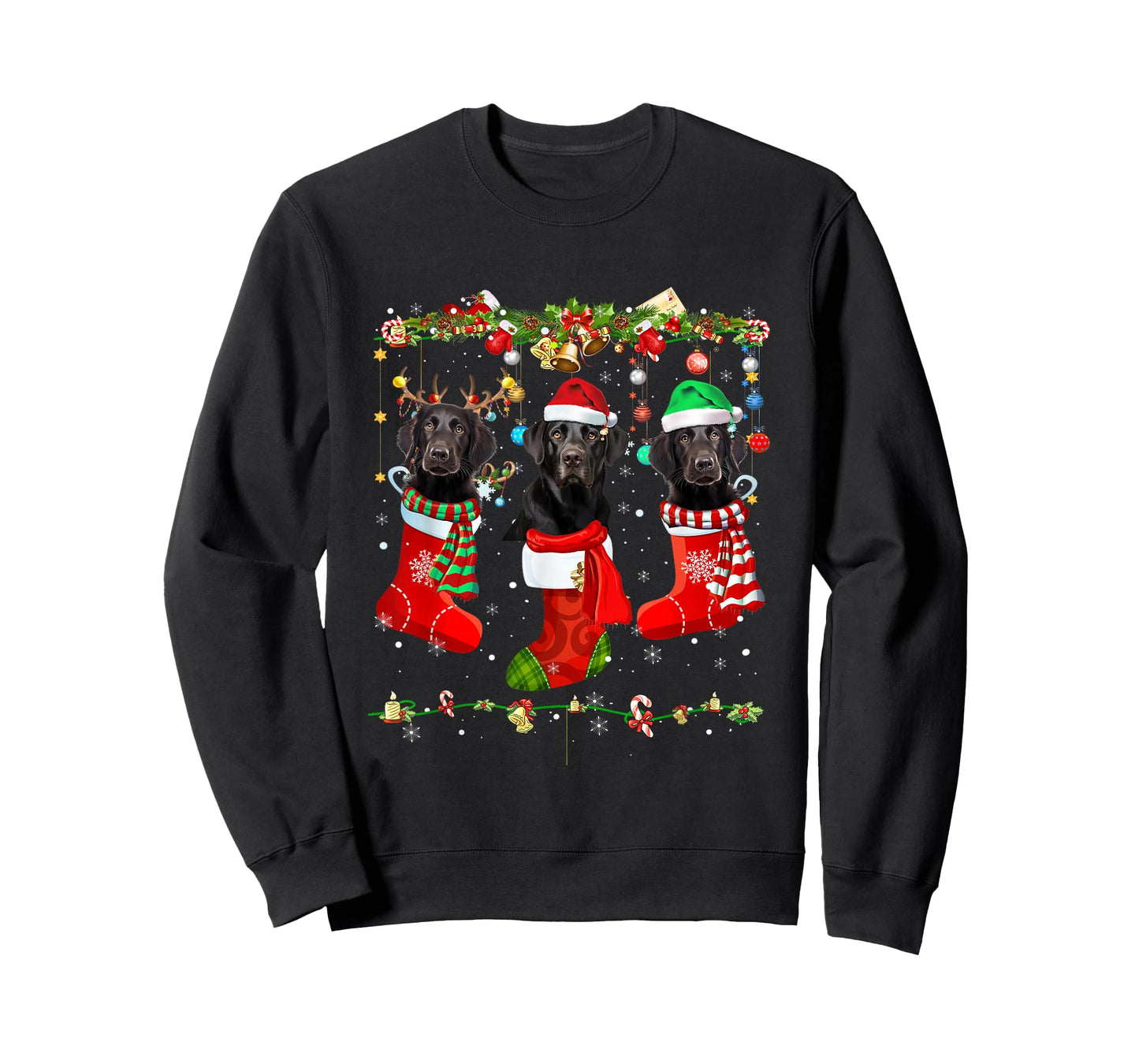Black Lab Labrador Christmas Socks Funny Xmas Pajama Dog T-Shirt