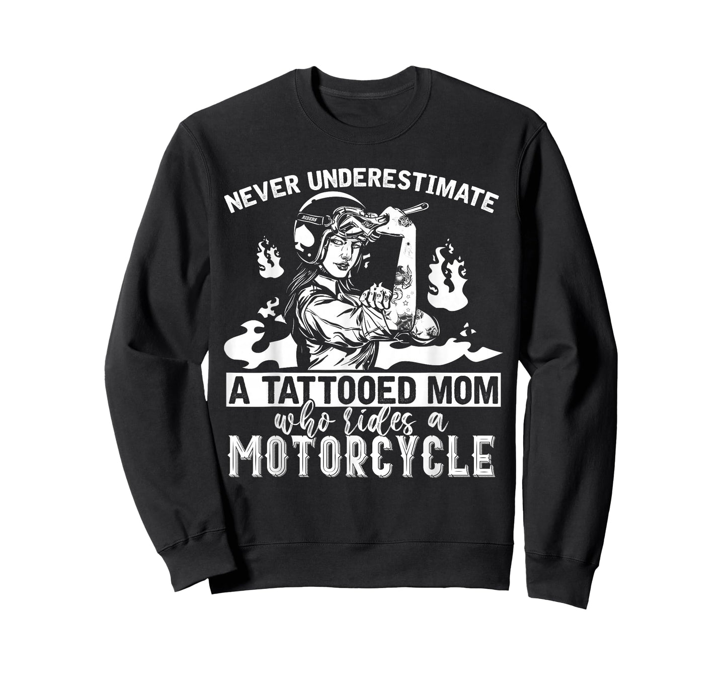 Never Underestimate A Tattooed Mom Motorcycle Biker T-Shirt