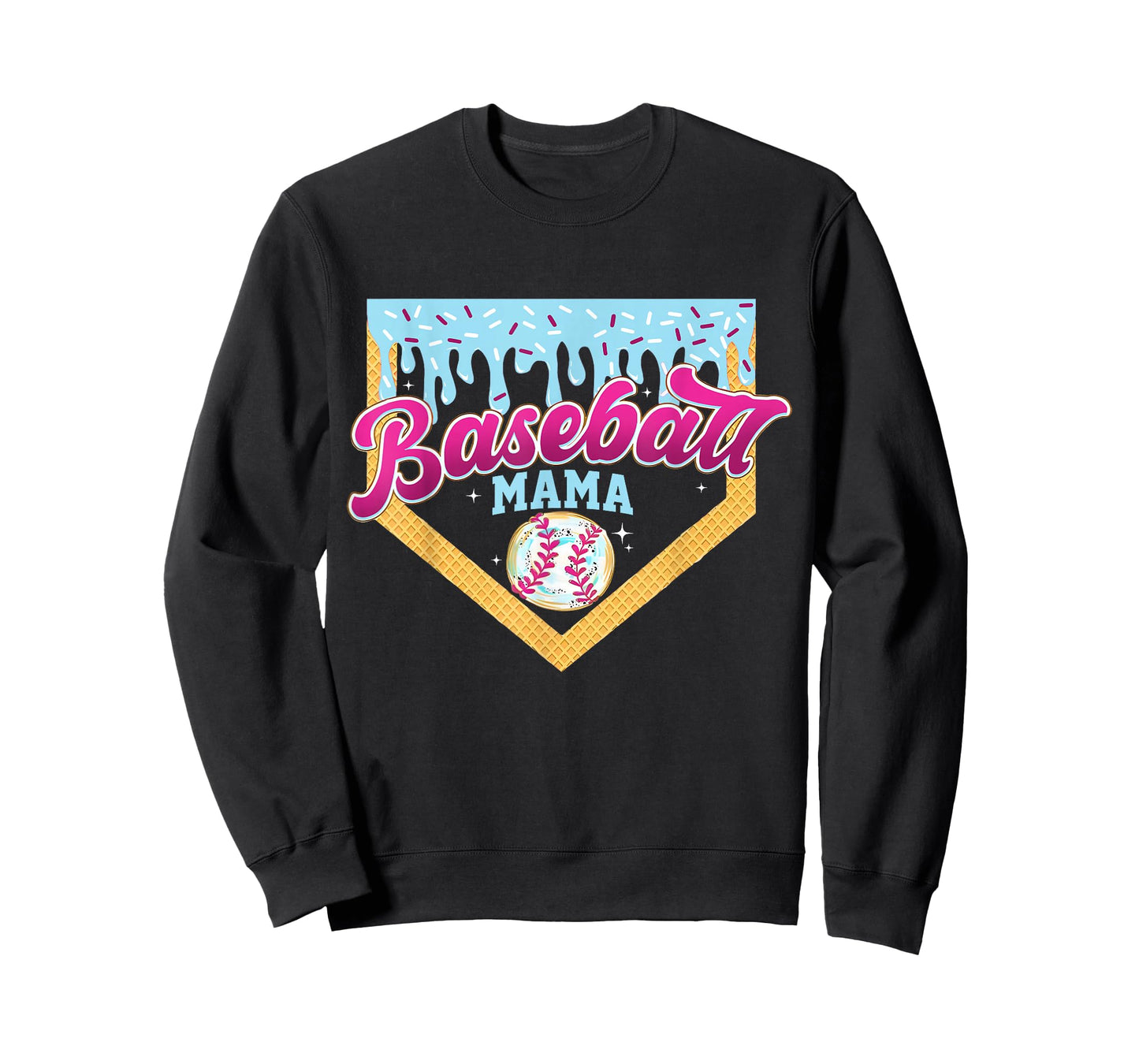 Baseball Mama Home Plate Ice Cream Drip Baseball Mom T-Shirt