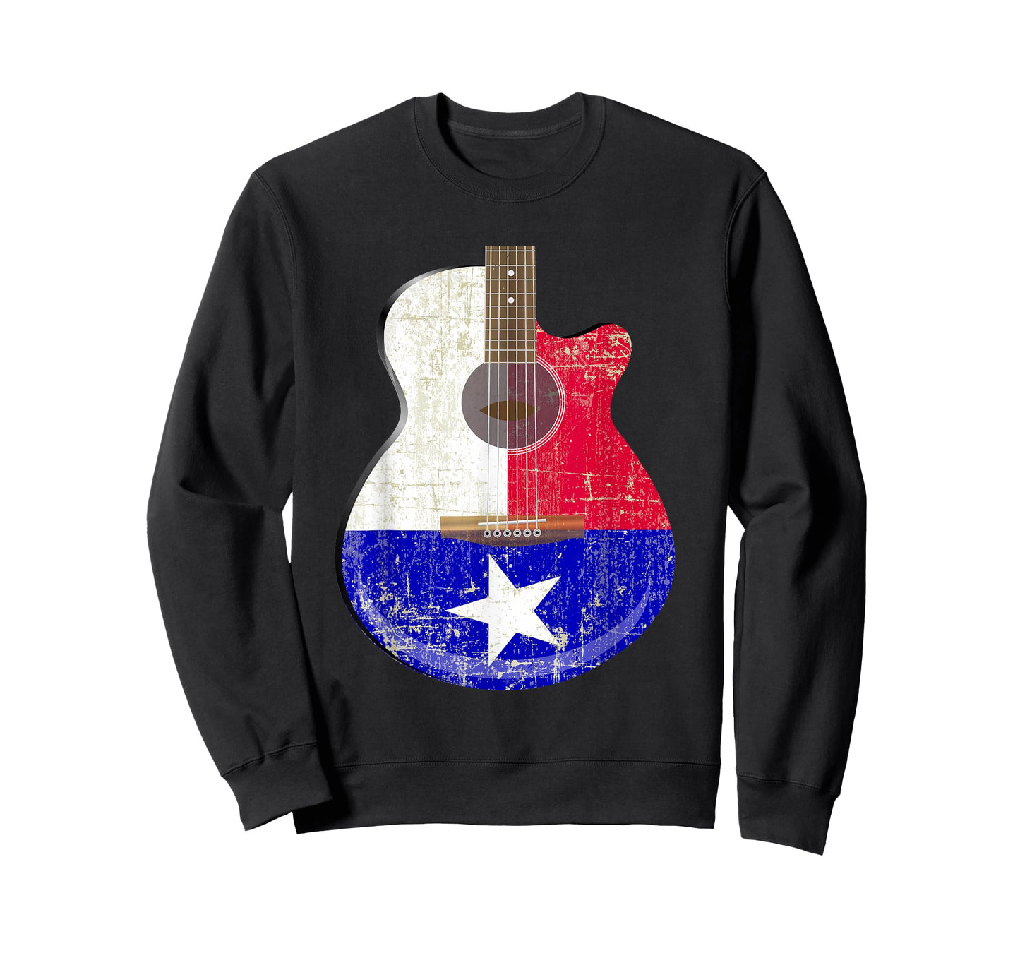 Guitar Texas Flag Distressed Acoustic Guitar Fan T Shirt T-Shirt