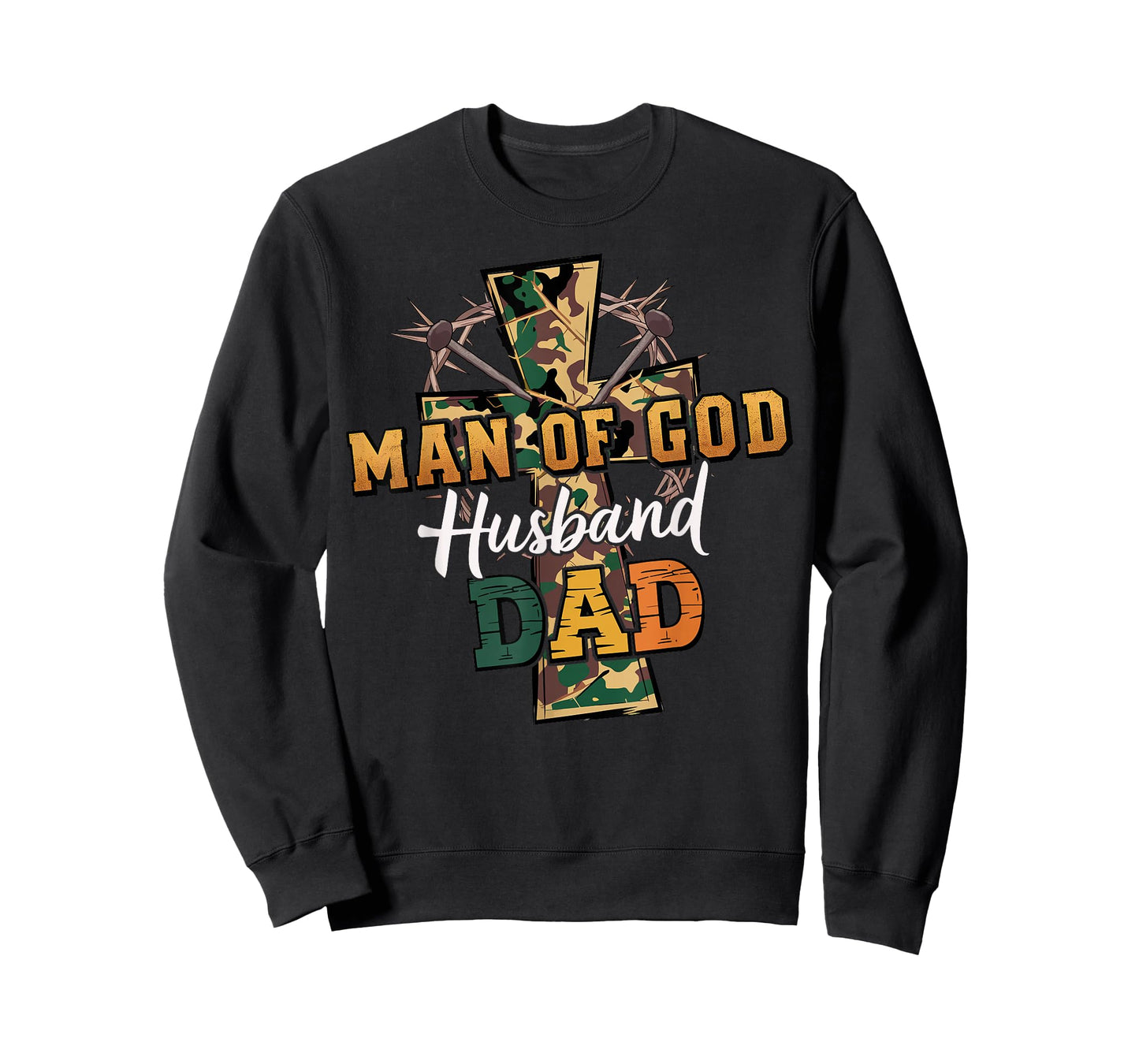 Man of God Husband Dad Camo Cross Christian Father’s Day T-Shirt
