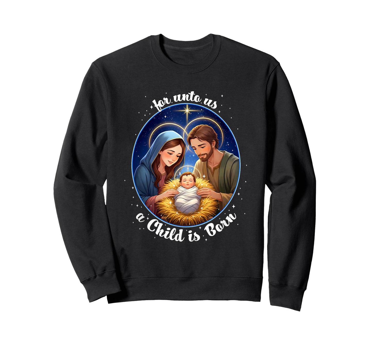 for Unto Us a Child is Born - Kawaii Manger Scene Christian T-Shirt