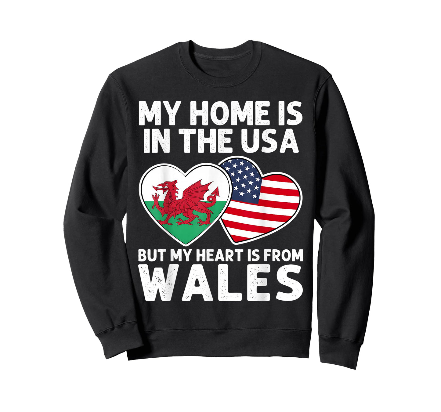 My Home USA My Heart Wales Welsh American Pride Flag T-Shirt
