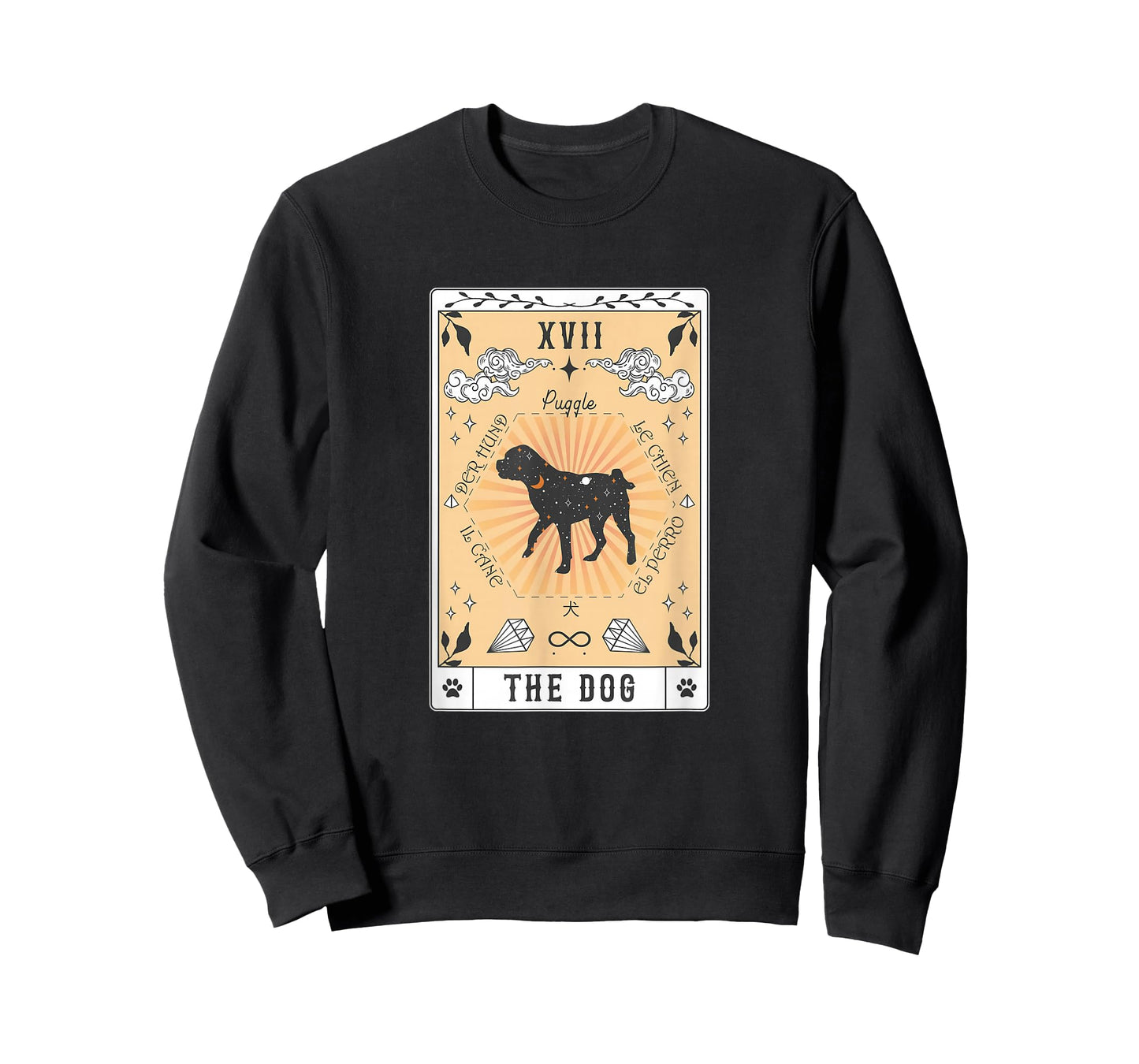 Tarot Card The Dog Puggle Celestial Space Galaxy T-Shirt
