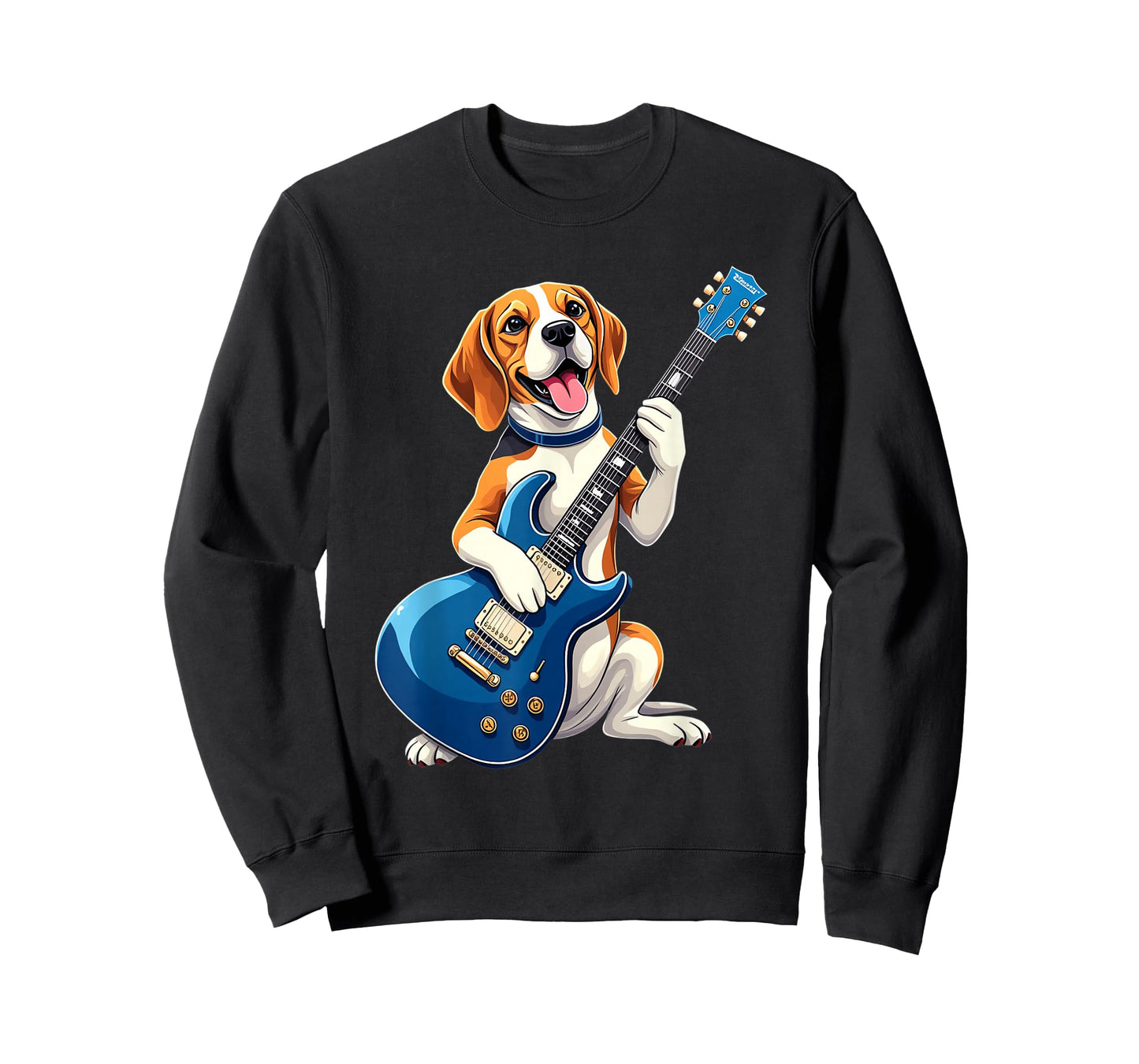 Funny Beagle Dog Playing Electric Guitar Design Music Lovers T-Shirt