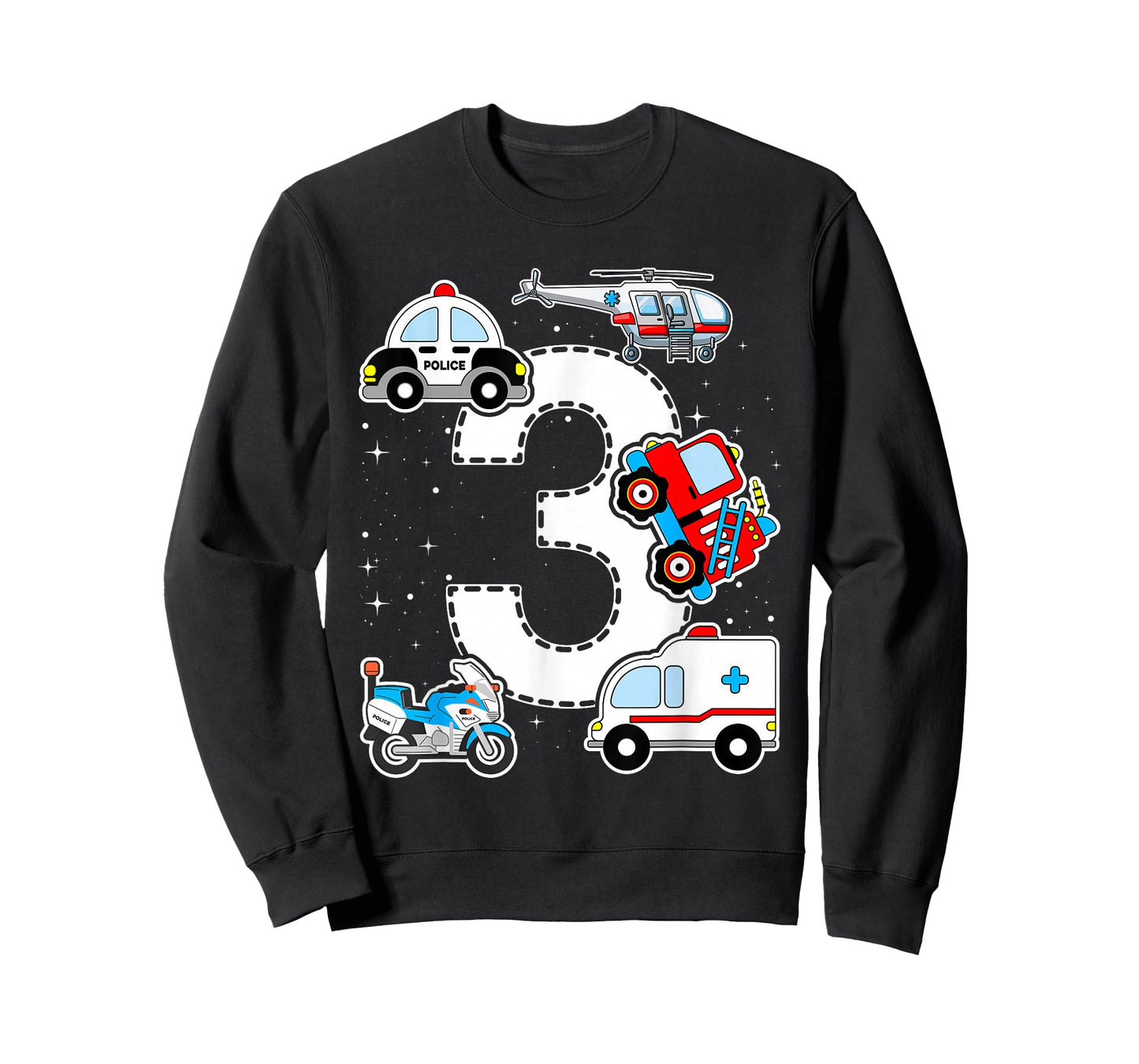 Emergency Vehicles 3rd Birthday Fire Truck Police Car Boys T-Shirt