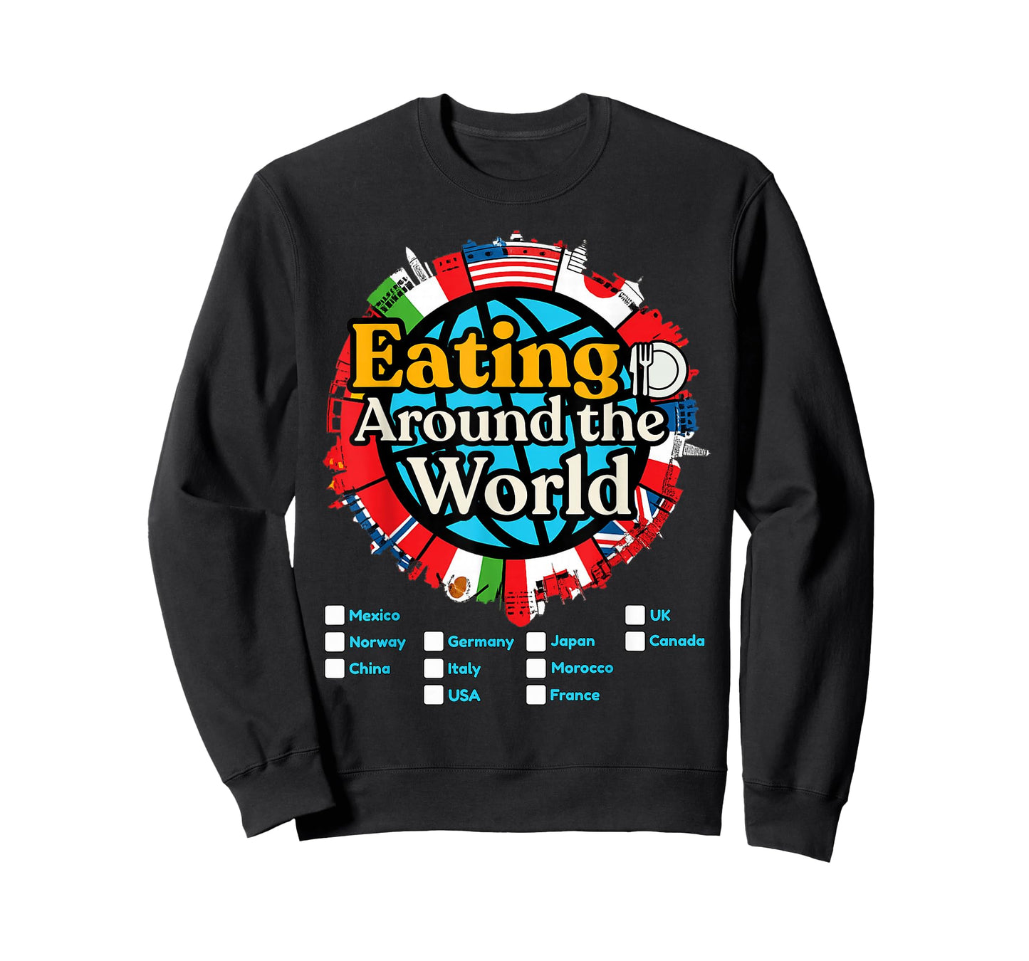 Vacation Eating Around The World Countries Showcase Food Fan T-Shirt