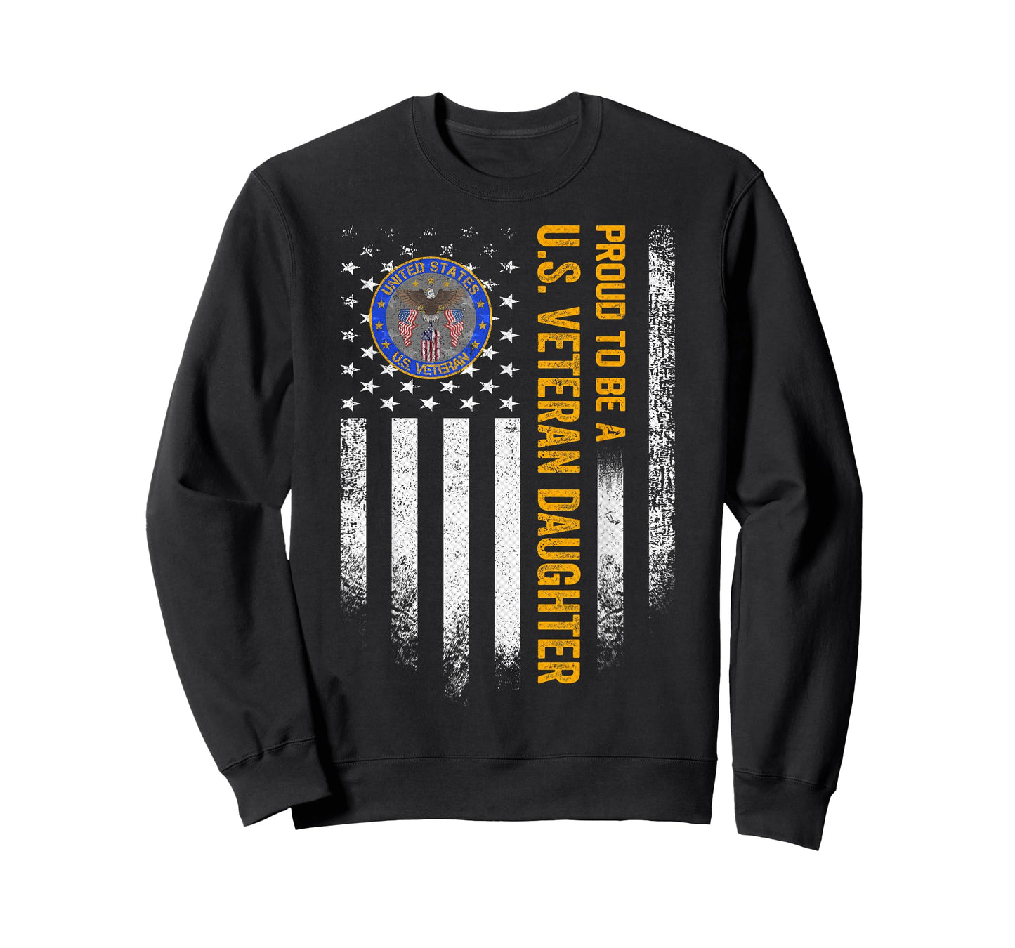 Vintage USA Flag Proud To Be A US Military Veteran Daughter T-Shirt for Women Men