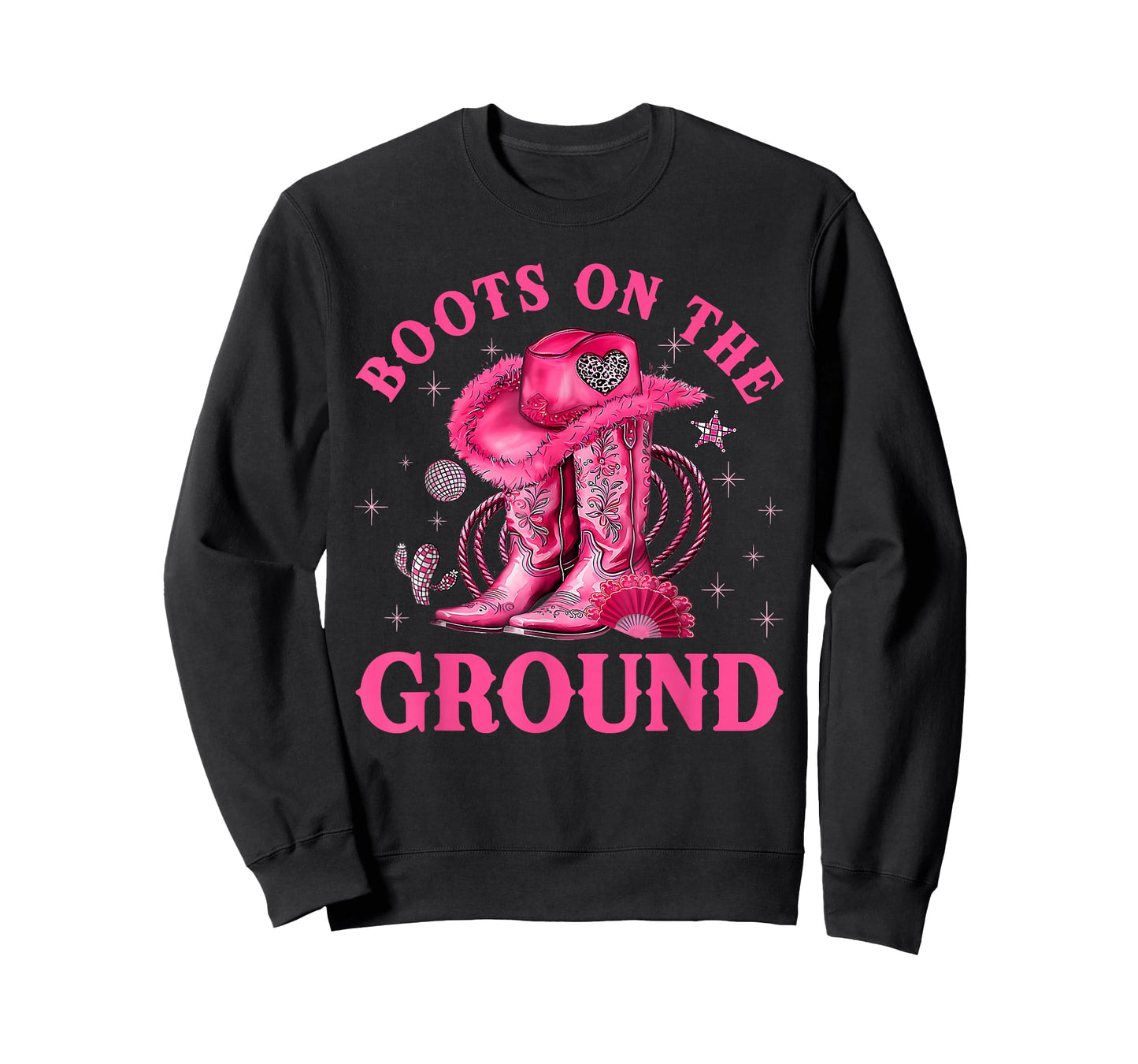 Boots On The Ground Pink Cowgirl Breast Cancer Western Women T-Shirt