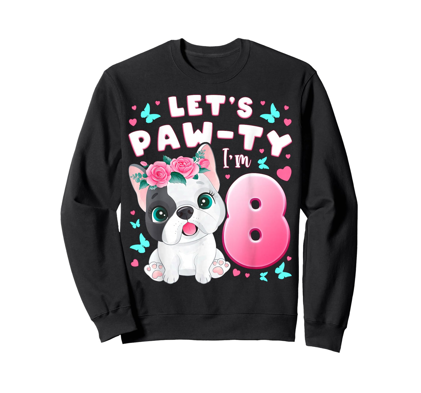 8th Birthday Girl 8 Years Dog Puppy Number 8 T-Shirt