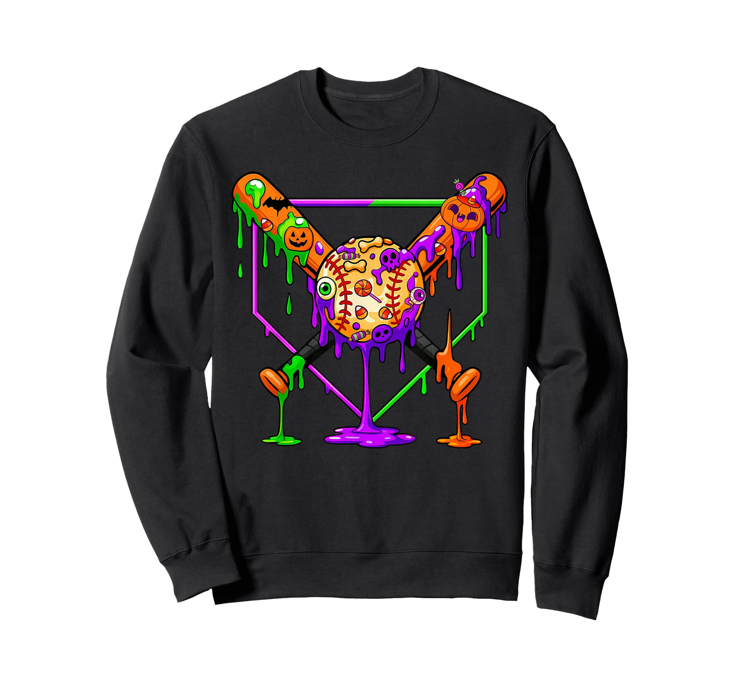 Spooky Baseball Drip Ice Cream Halloween Youth Tee T-Shirt