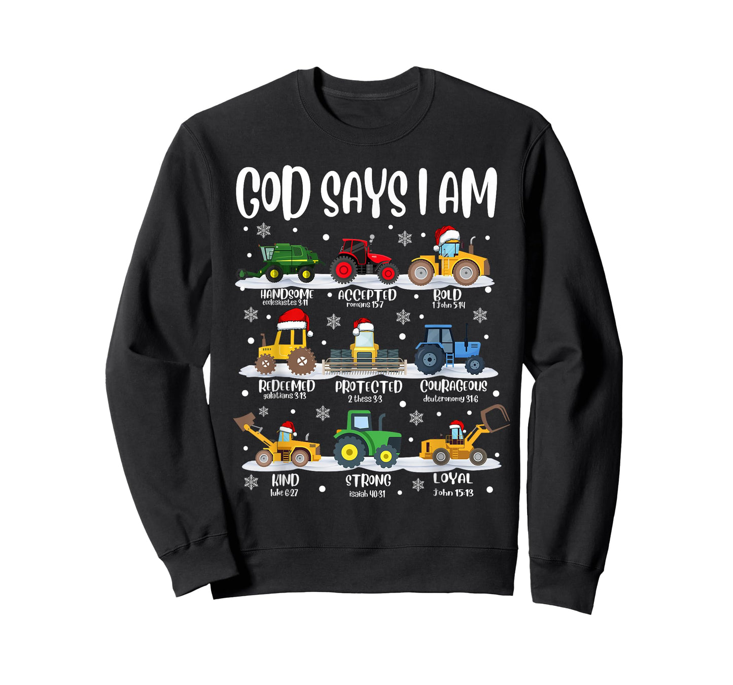 God Says I Am Construction Christmas Bible Christian Kids T-Shirt