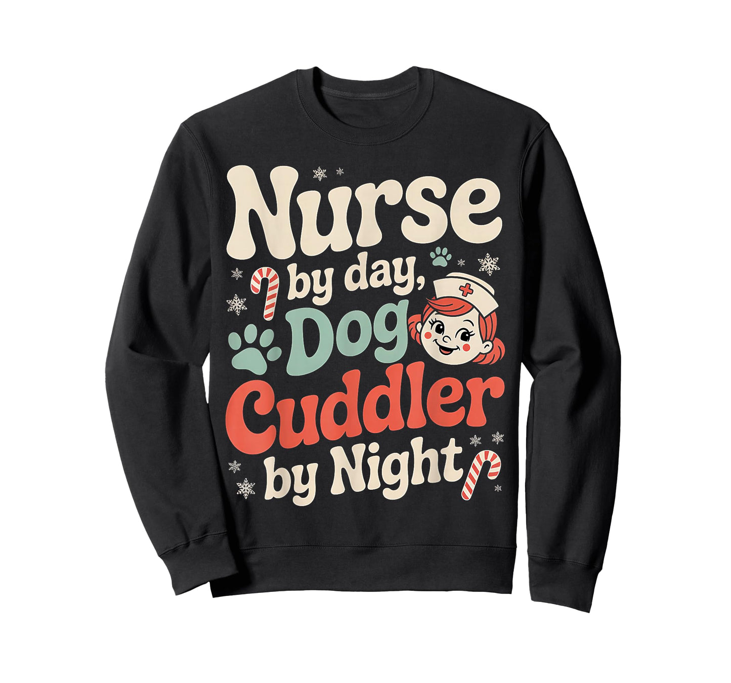 Nurse by Day Dog Cuddler by Night Funny Nurse Christmas T-Shirt