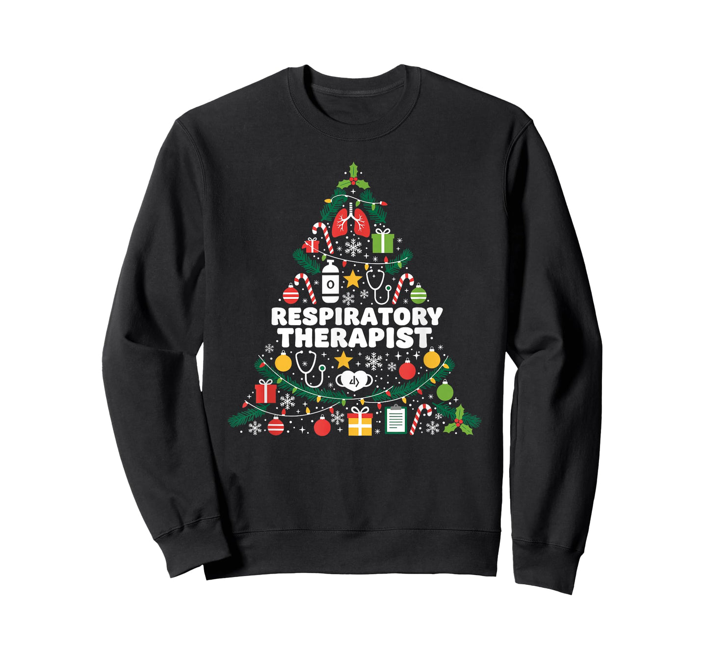 Respiratory Therapist Christmas Tree Lights Womens Mens T-Shirt