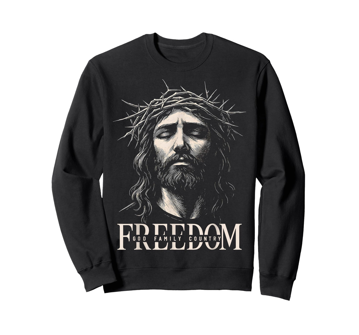 HUGvyn Freedom Jesus Christian Face Crown God Family Country T-Shirt
