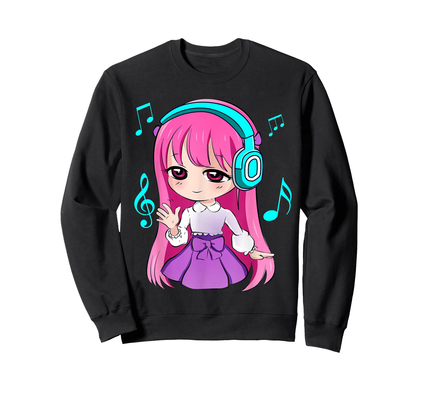 Anime and Music Girl for Teen Chibi Graphic Anime Girl T-Shirt