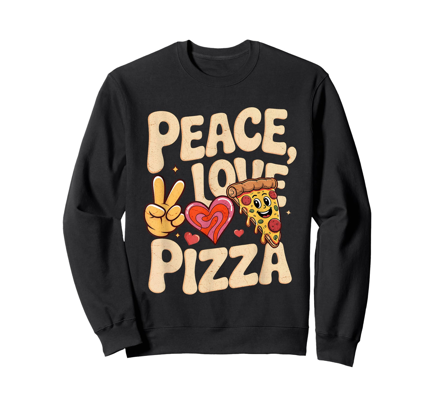 Peace Love Pizza Fun Retro Fast Food Lovers Meme Pizza Face T-Shirt