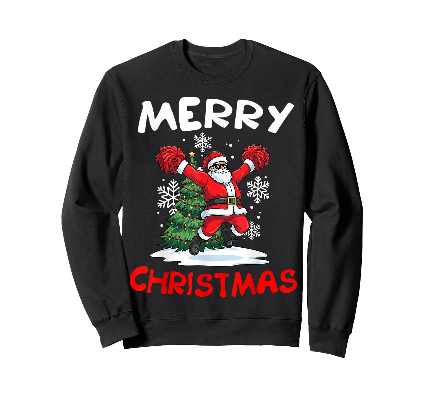 Merry Christmas Santa Playing Cheerleading Lover T-Shirt