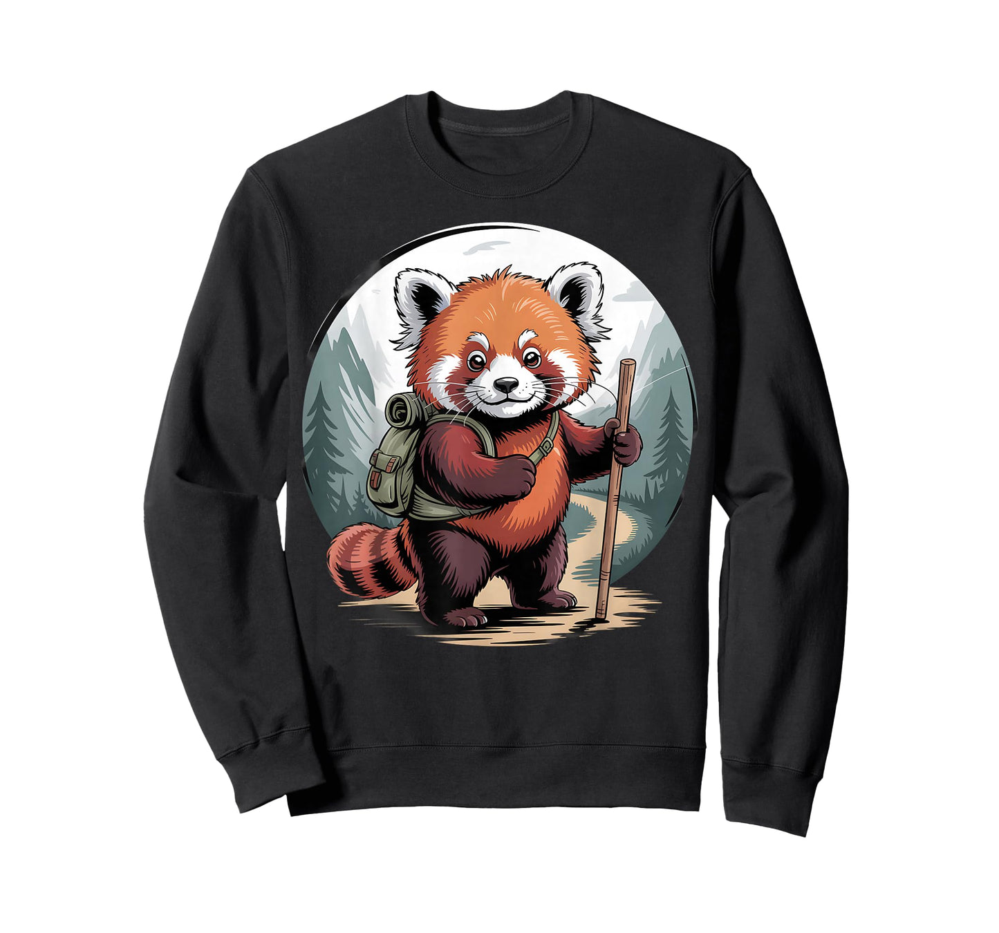 Adorable Red Panda Hiking in Forest with Backpack T-Shirt
