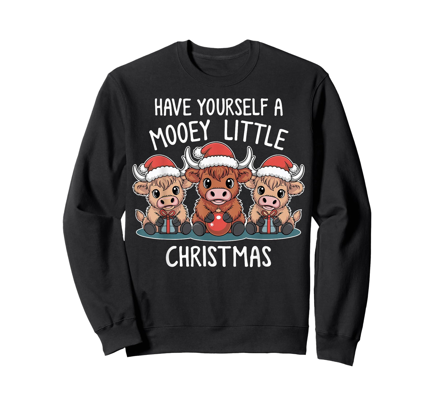 Have Yourself A Mooey Little Christmas Highland Cow Baby T-Shirt