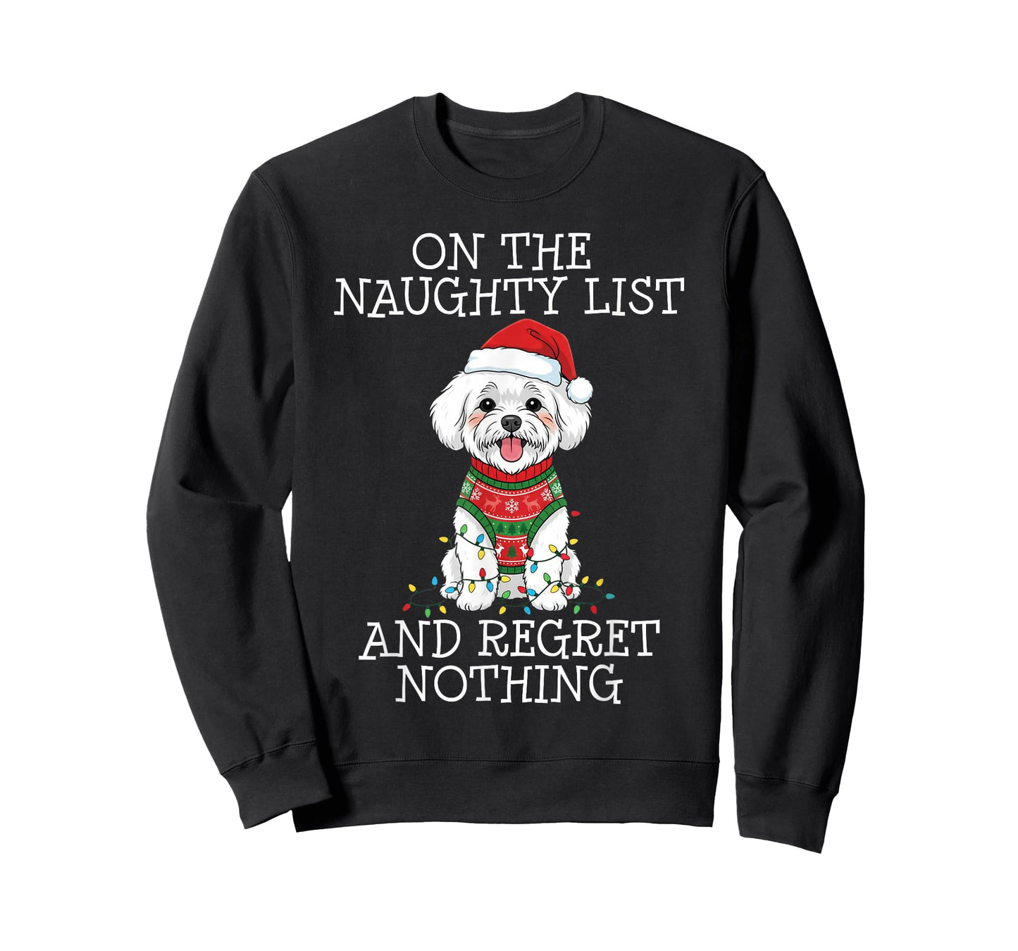 Funny Christmas Bichon Frise Naughty List T-Shirt