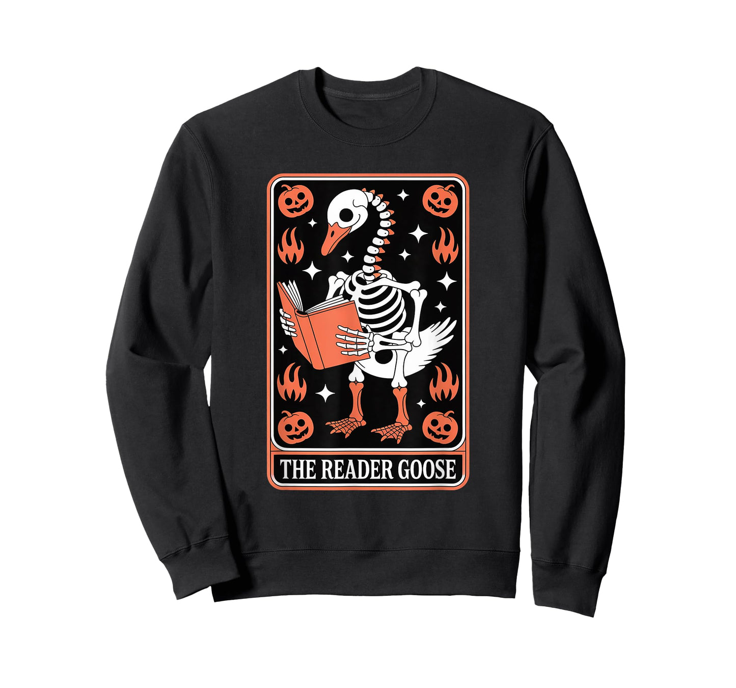 Skeleton Goose Reading Book Halloween Design for Readers T-Shirt