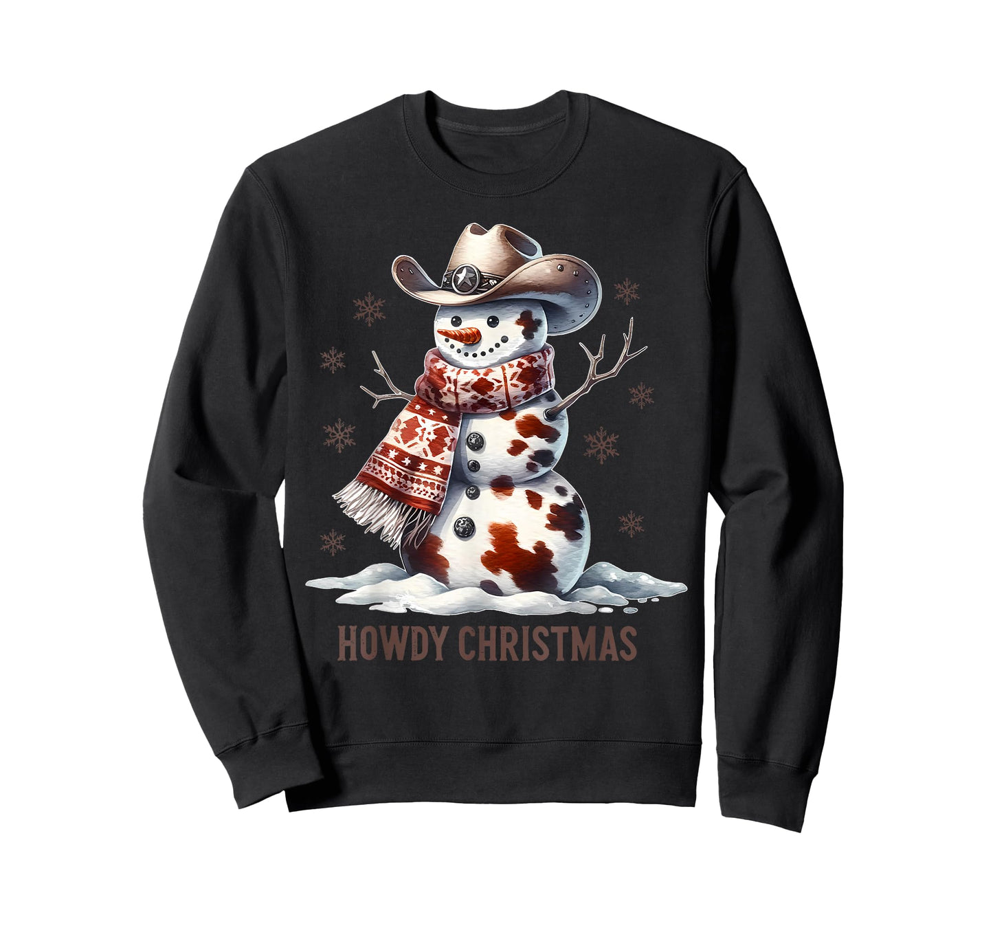 Howdy Christmas Cowhide Snowman Western Country Cowboy Xmas T-Shirt