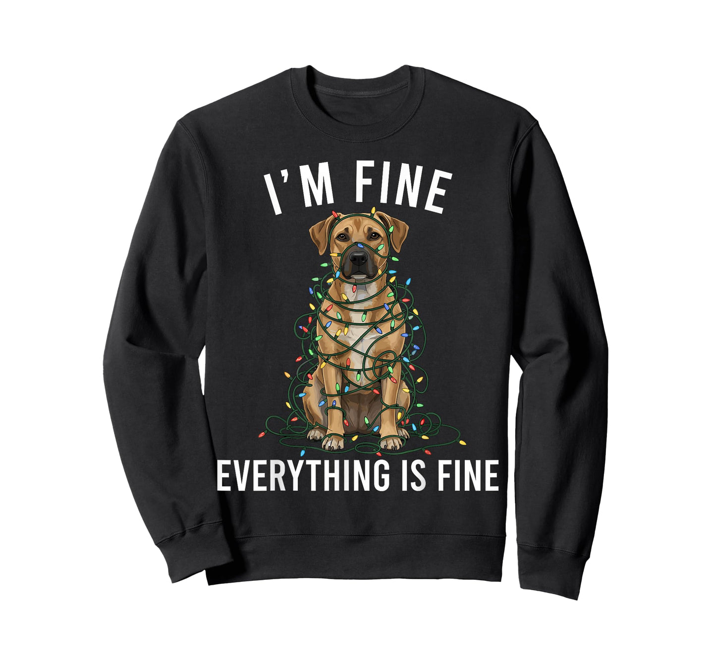 Black Mouth Cur Christmas I'm Fine Everything is Fine T-Shirt