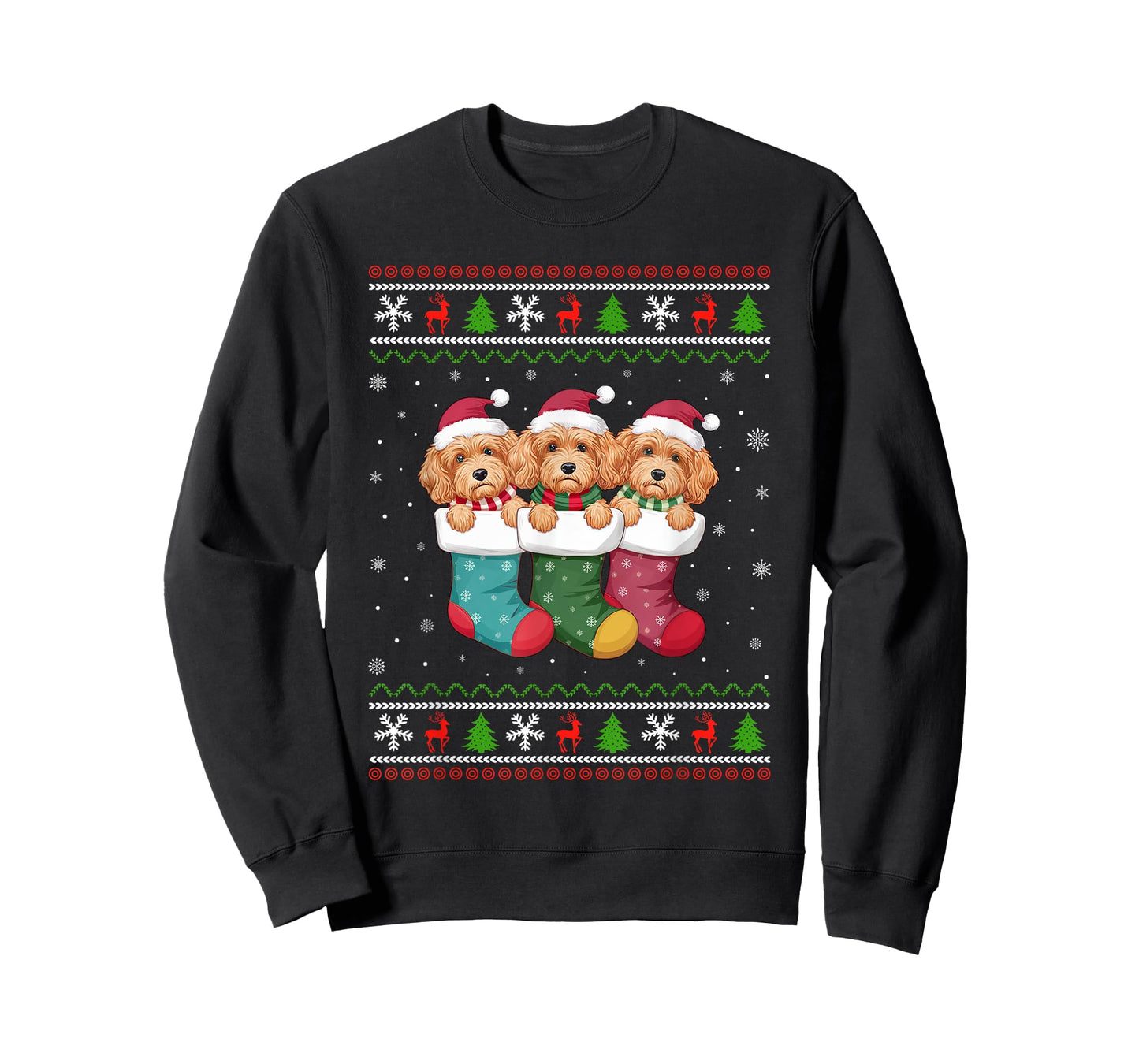 Ugly Xmas Sweater Cockapoo Dog In Christmas Socks T-Shirt