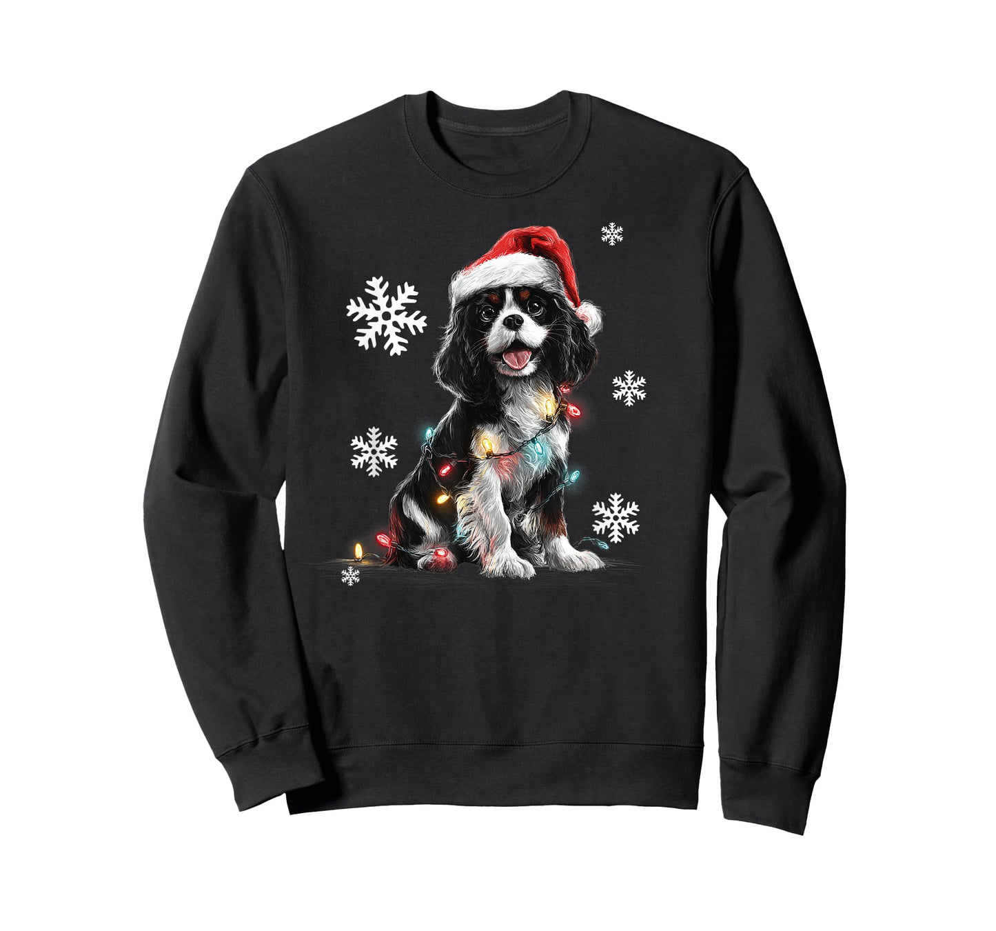 Cute Cavalier King Charles Spaniel Christmas Lights Xmas Dog T-Shirt