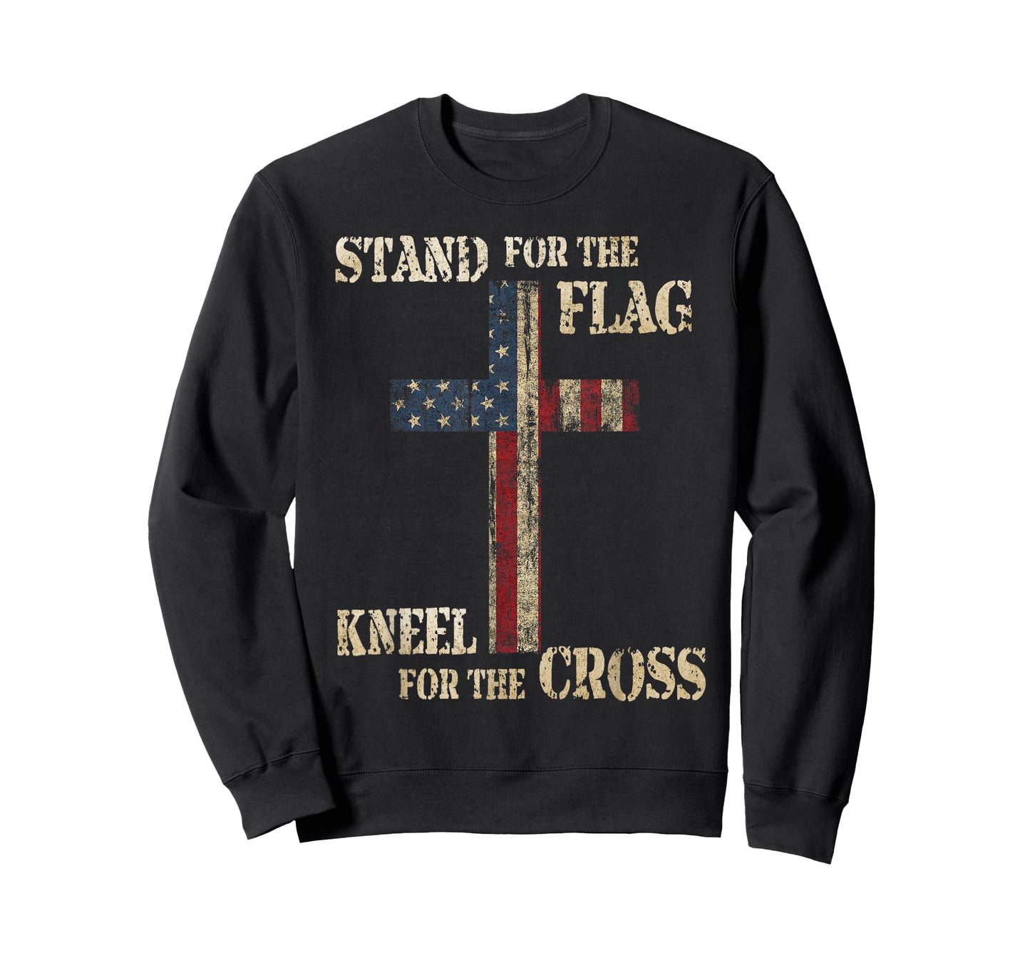 STAND FOR THE FLAG KNEEL FOR THE CROSS - Faith US Patriotic T-Shirt