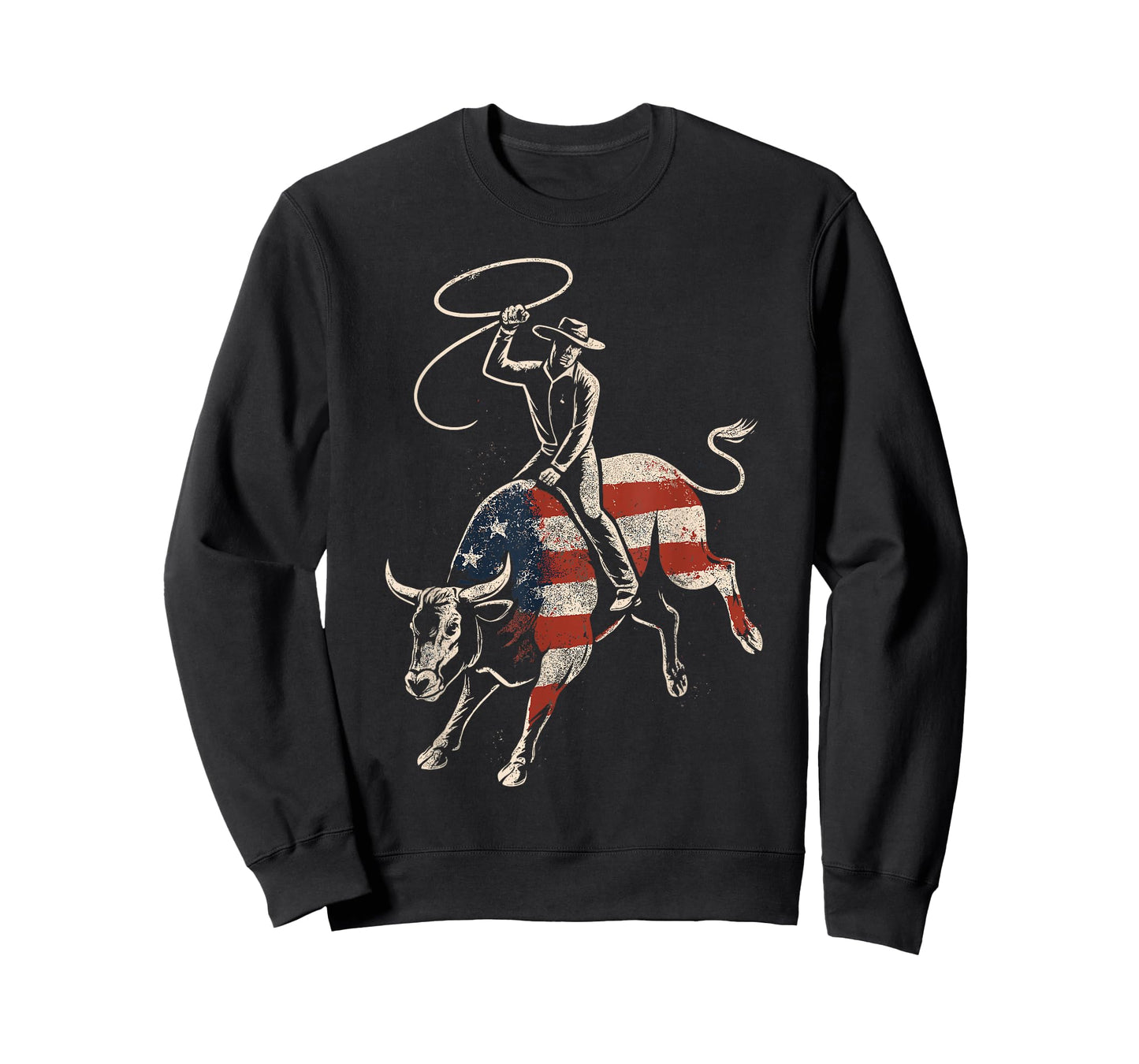 American Rodeo Bull Rider USA Flag Patriotic Western Cowboy T-Shirt