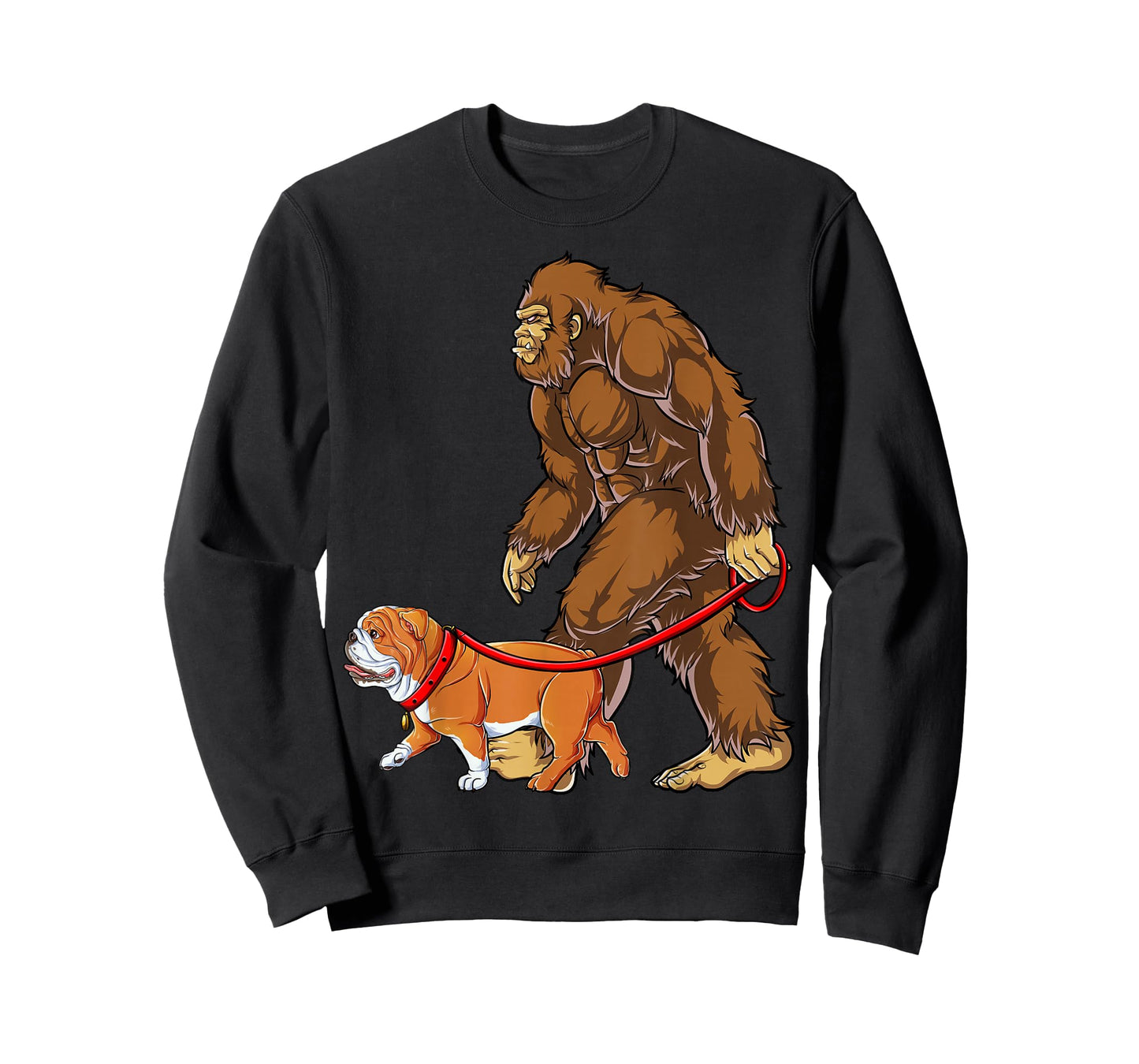 Bigfoot Dog Walk English Bulldog Men Sasquatch Lover Gifts T-Shirt