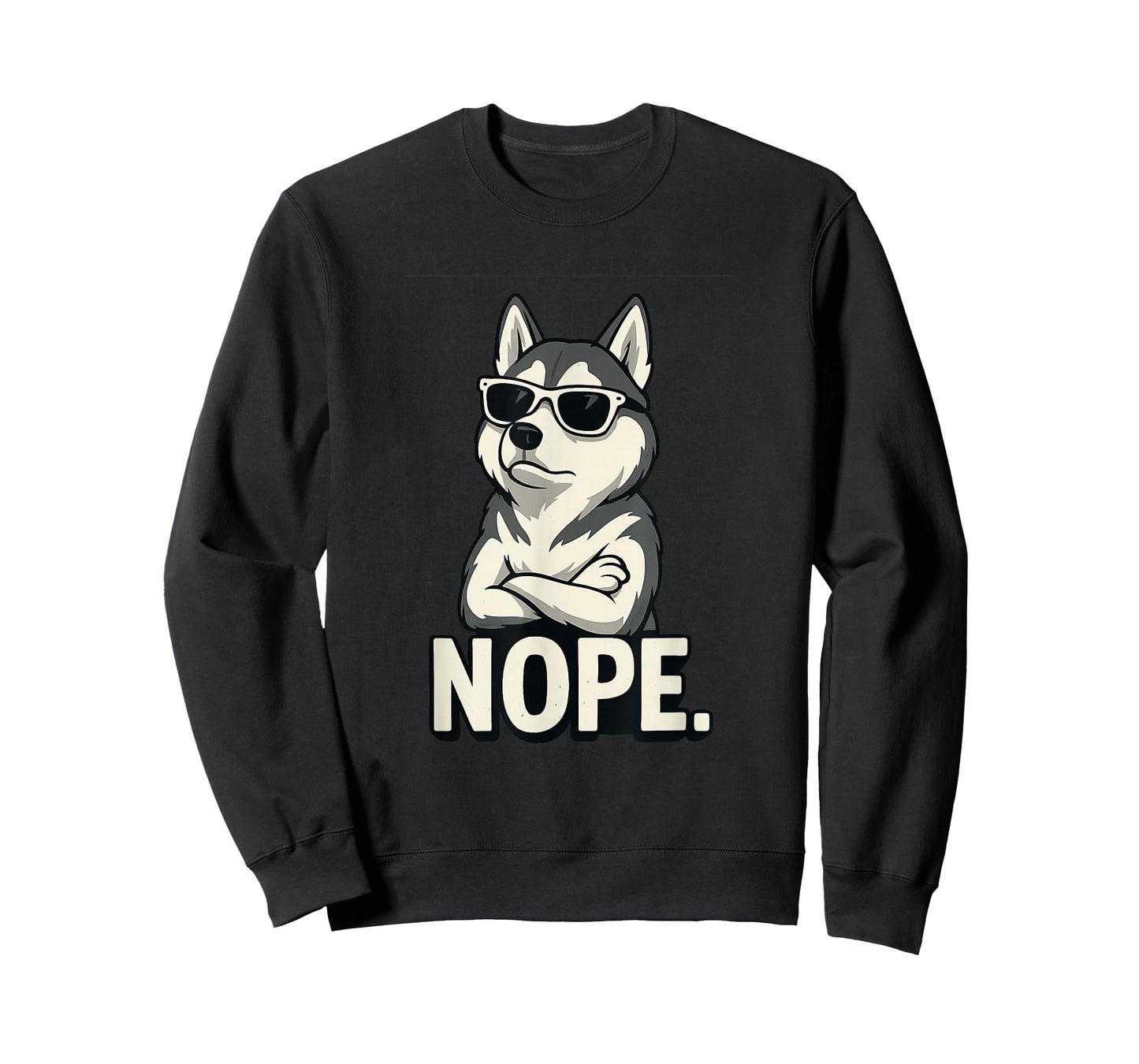 Funny Nope Siberian Husky Wearing Sunglasses Stubborn T-Shirt