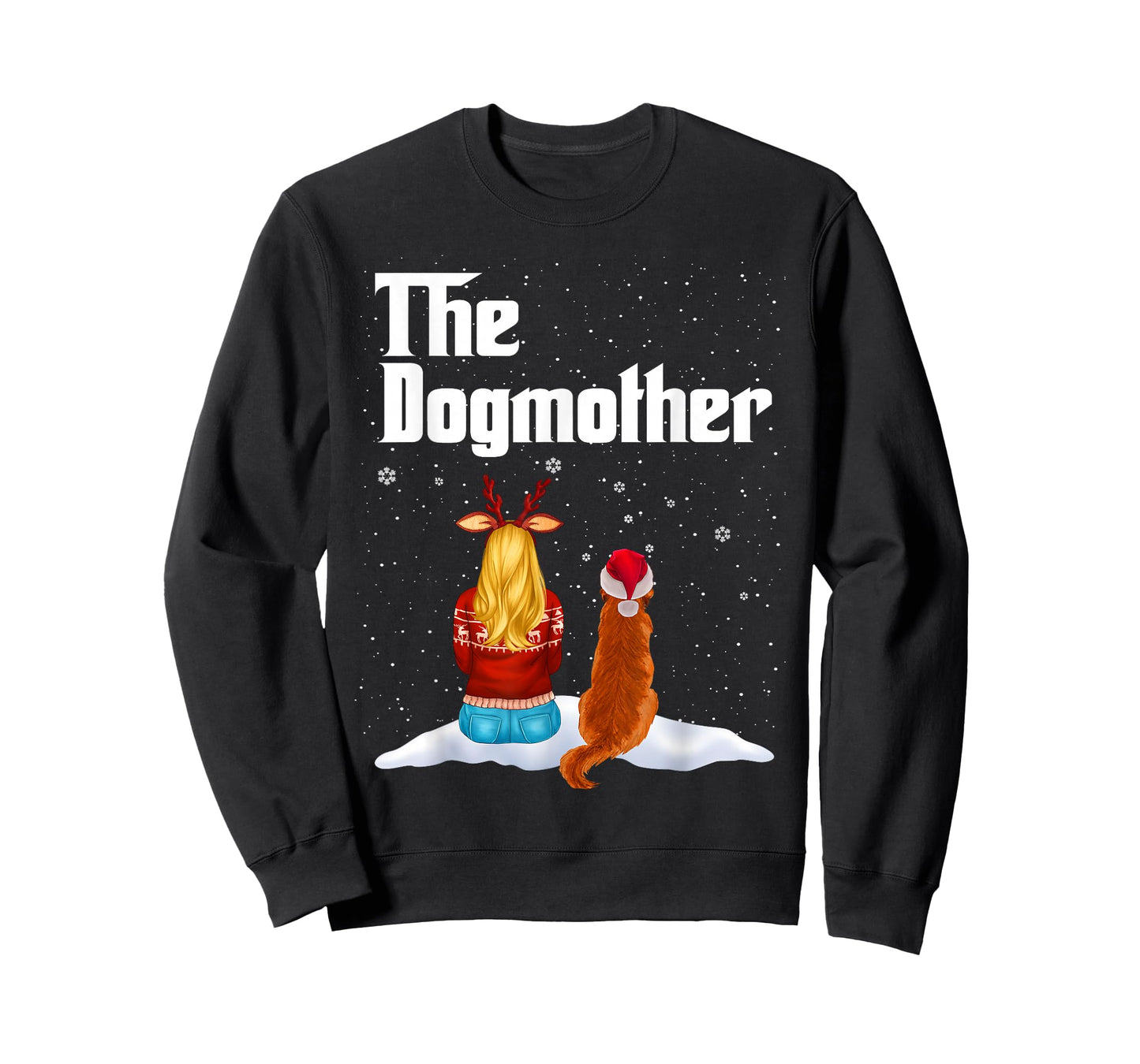 The Dogmother Golden Retriever Dog Mom Christmas Puppy Xmas T-Shirt