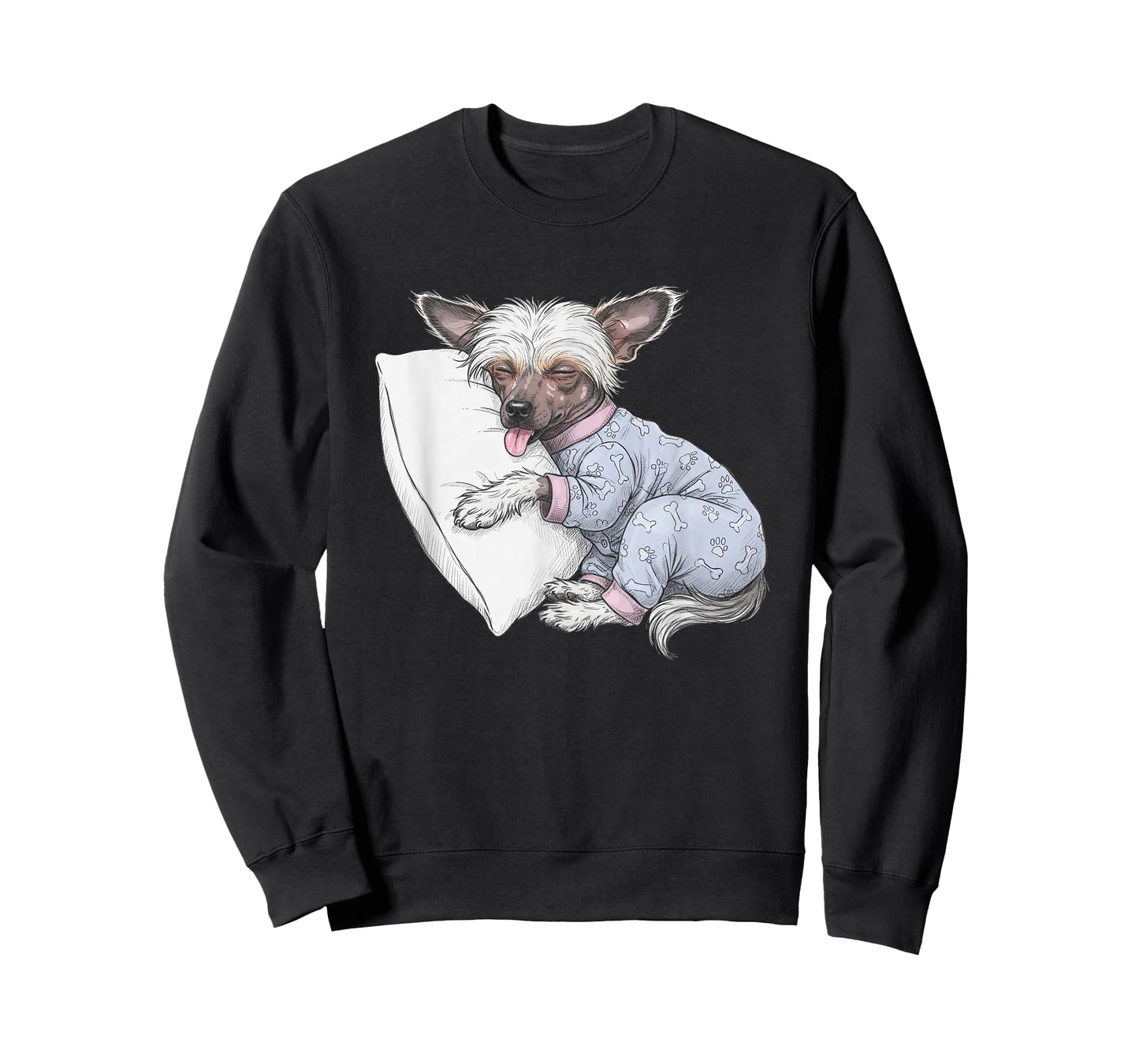 Funny Sleepy Chinese Crested Dog Pajama Women And Girls T-Shirt