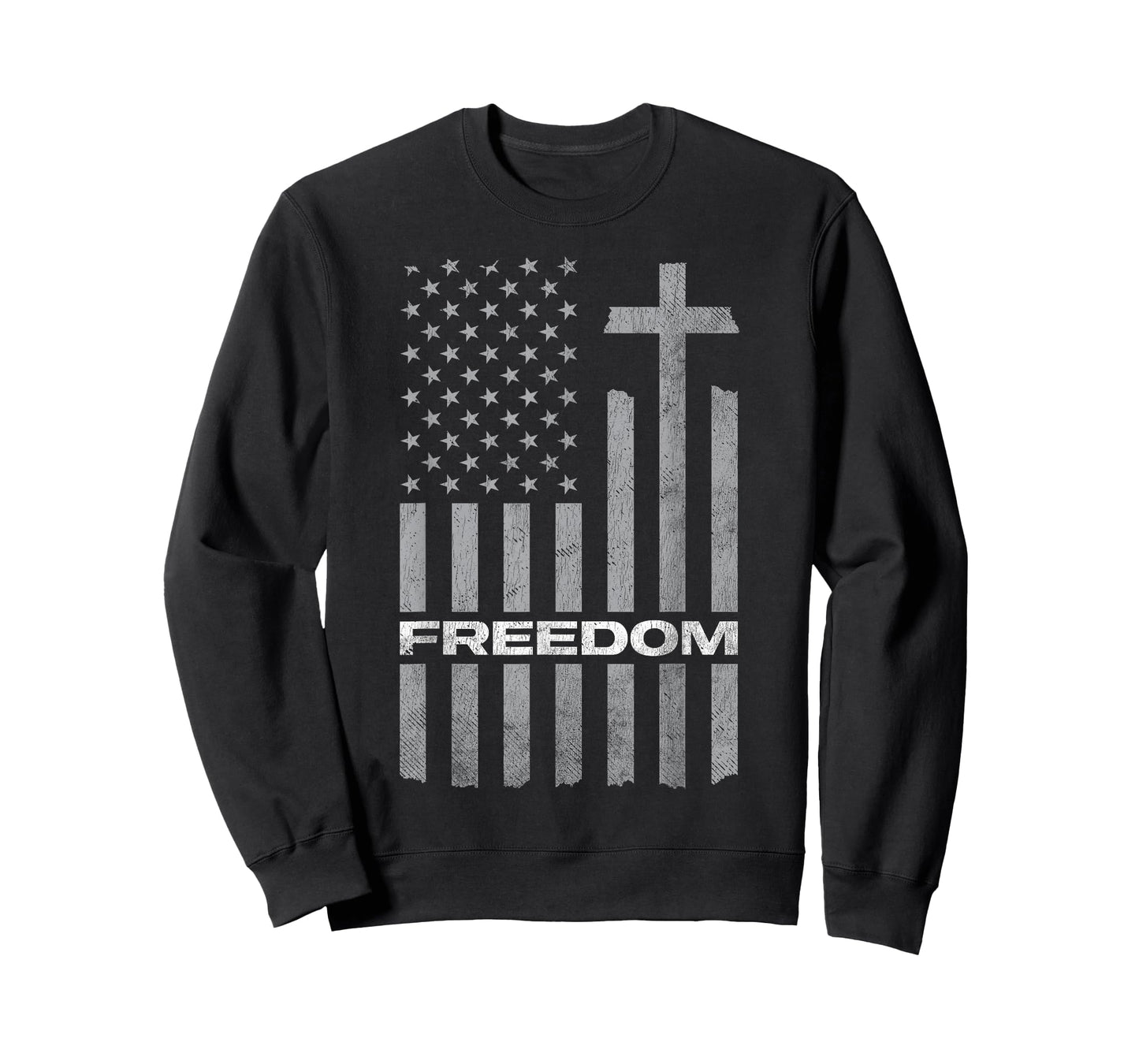 Freedom Distressed American Flag Cross Christian T-Shirt