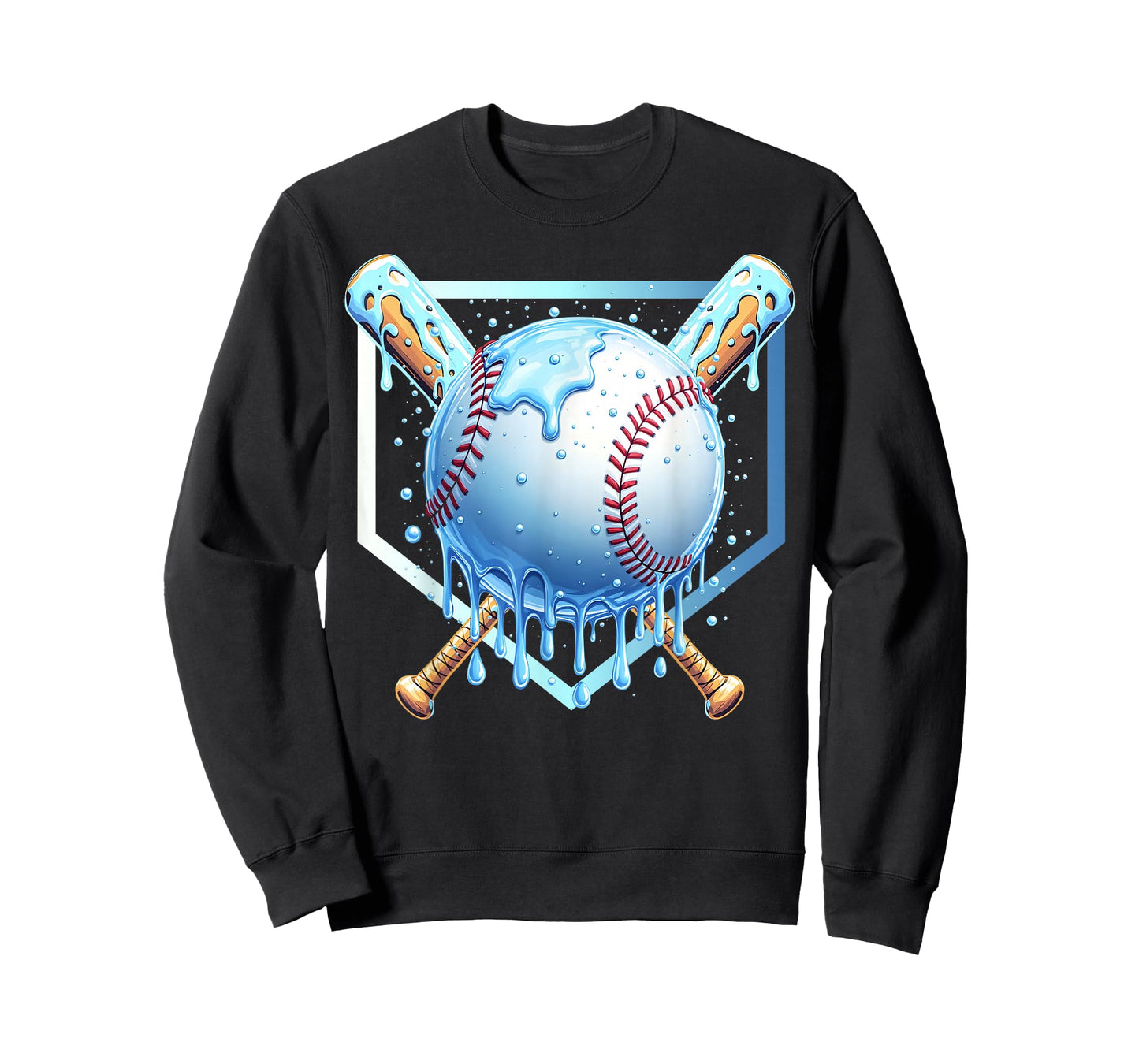 Baseball Drip For Boys Home Plate Ice Cream Drip Youth Sport T-Shirt