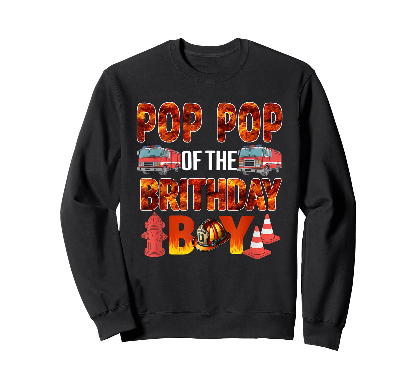 Pop Pop of the Birthday Boy Fire Truck Firefighter Bday T-Shirt