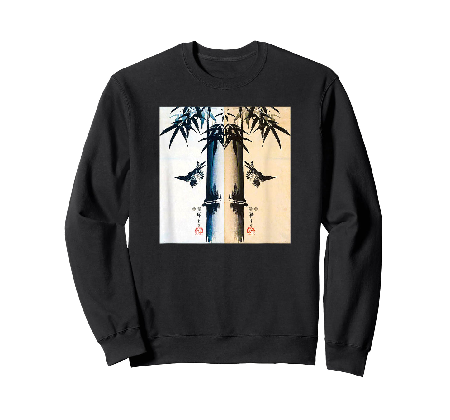 Japanese Bird and Bamboo Ancient Japanese Art Design T-Shirt