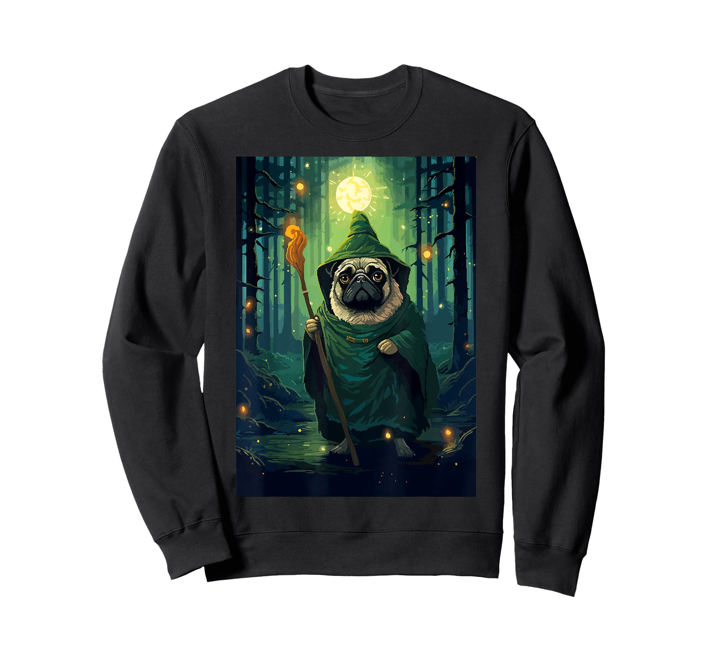 Pug Wizard Cute Funny Dog Pixel Art T-Shirt for Men Women Kids