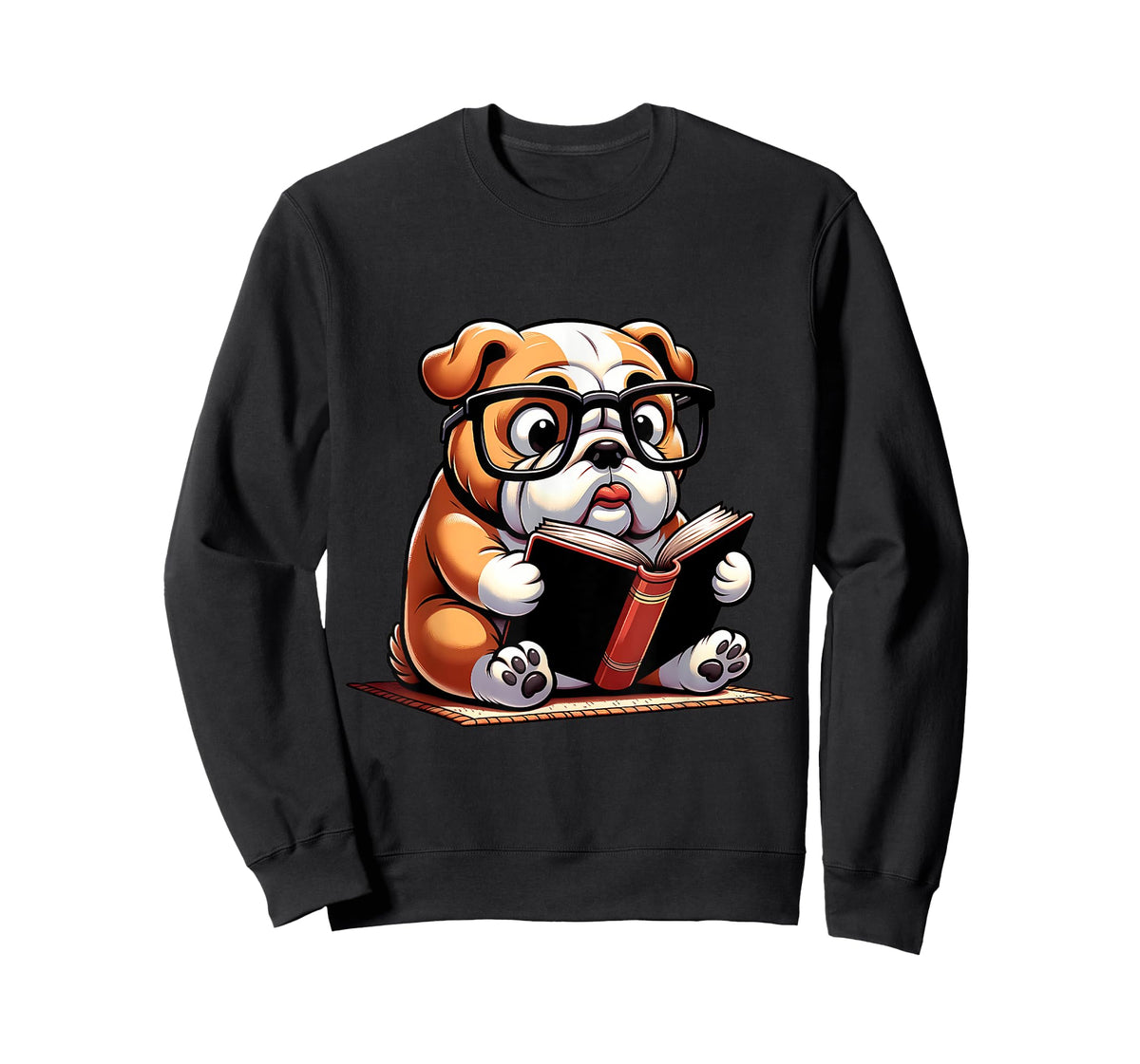 English Bulldog Reading a Book Dog T-Shirt for Men Women Girls Kids